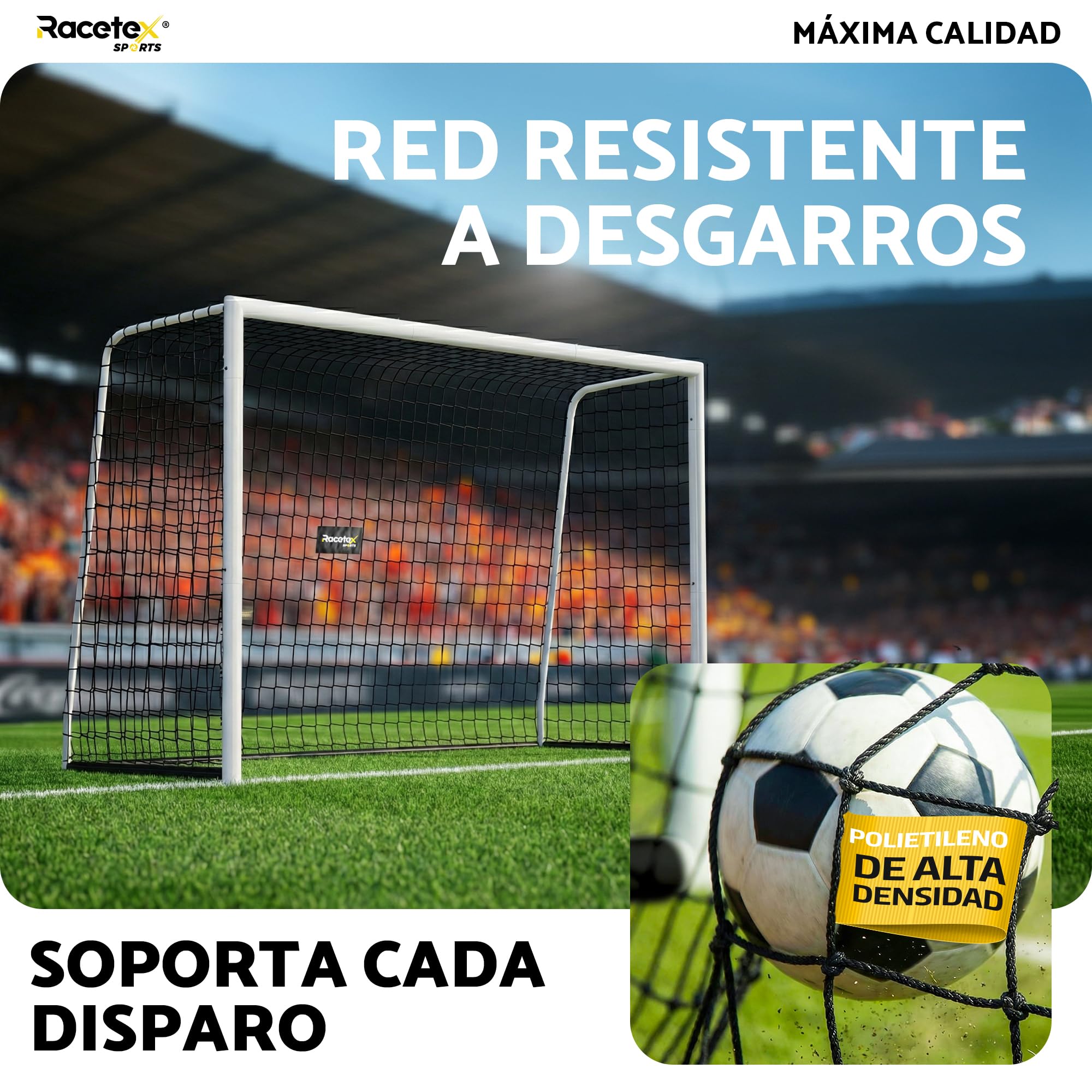 Portería de fútbol Racetex para jardín con marco de acero estable y anclaje de acero inoxidable