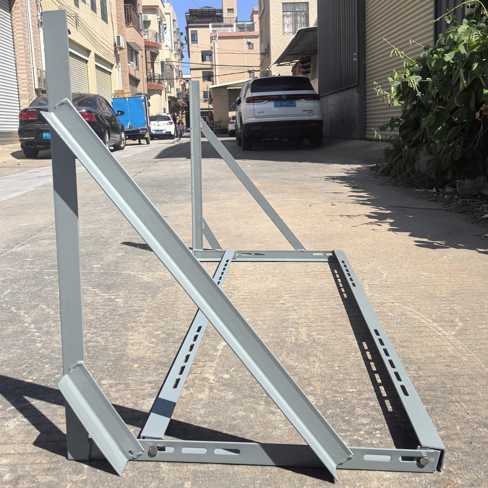 Soporte Aire Acondicionado Exterior, Kit Aire Acondicionado de Hierro Angular con Doble Travesaño, para Bombas de Calor Sin Ductos Mini Split, Capacidad de 400 Kg