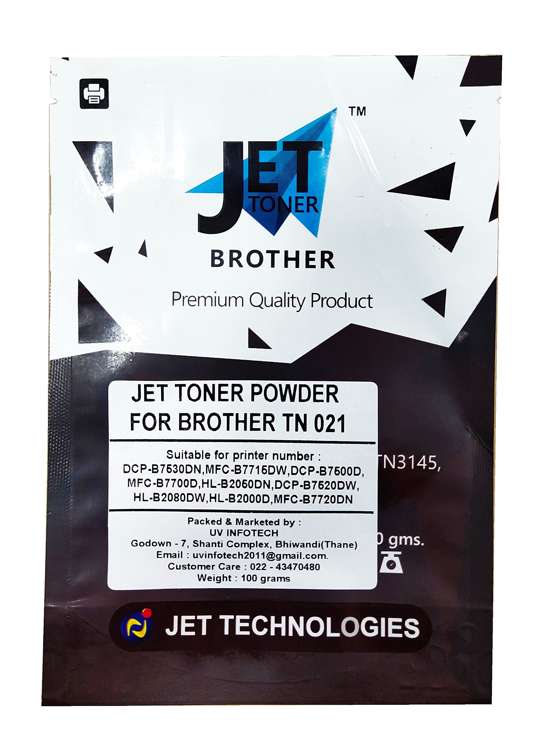 JET TONER Toner Powder Compatible for Brother TN-B021 HL-B2000D, DCP-B7500D, MFC-7715DW, B2080DW, B7535DW Printers Black Ink Toner Powder (Pack of 1) (B08SQWX5HY) Amazon Price History, Amazon Price Tracker