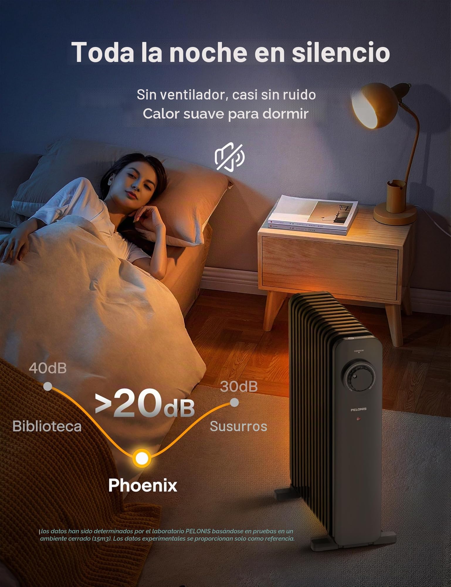 PELONIS Radiador de Aceite 2500W Eficiente, 13 Aletas, Móvil con Termostato, 3 Potencias y Protección contra Sobrecarga, Negro