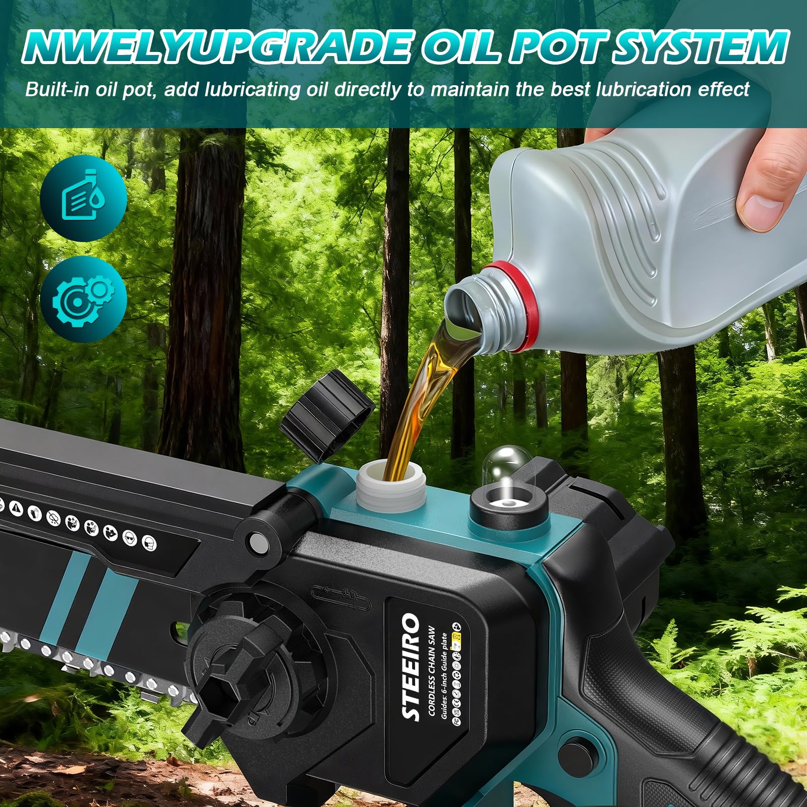 Mini motosierra eléctrica sin escobillas de 6 pulgadas, motosierra eléctrica inalámbrica para Makita BL de 18 V, motosierra de mano apta para jardinería, corte de madera, recorte (sin batería ni