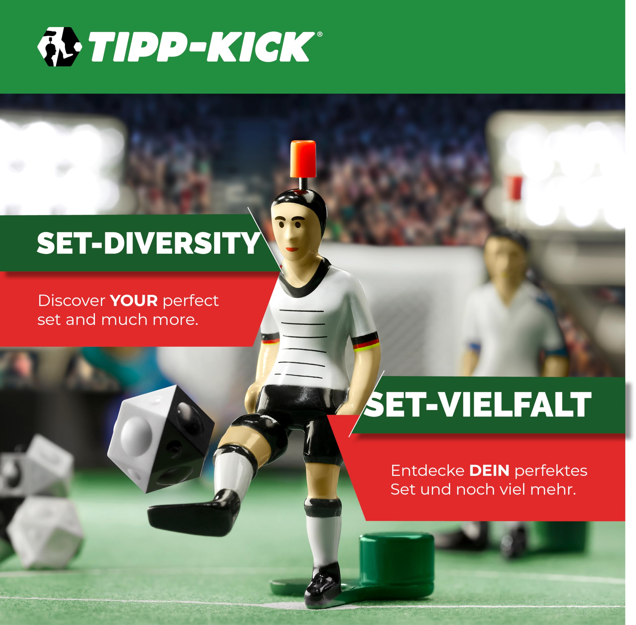 TIPP-KICK Super Cup Espana Tischfußball-Set - extra-großes Spielfeld, spanische Top Kicker, Torwarte Toni, Tore, Bälle, Halbzeituhr