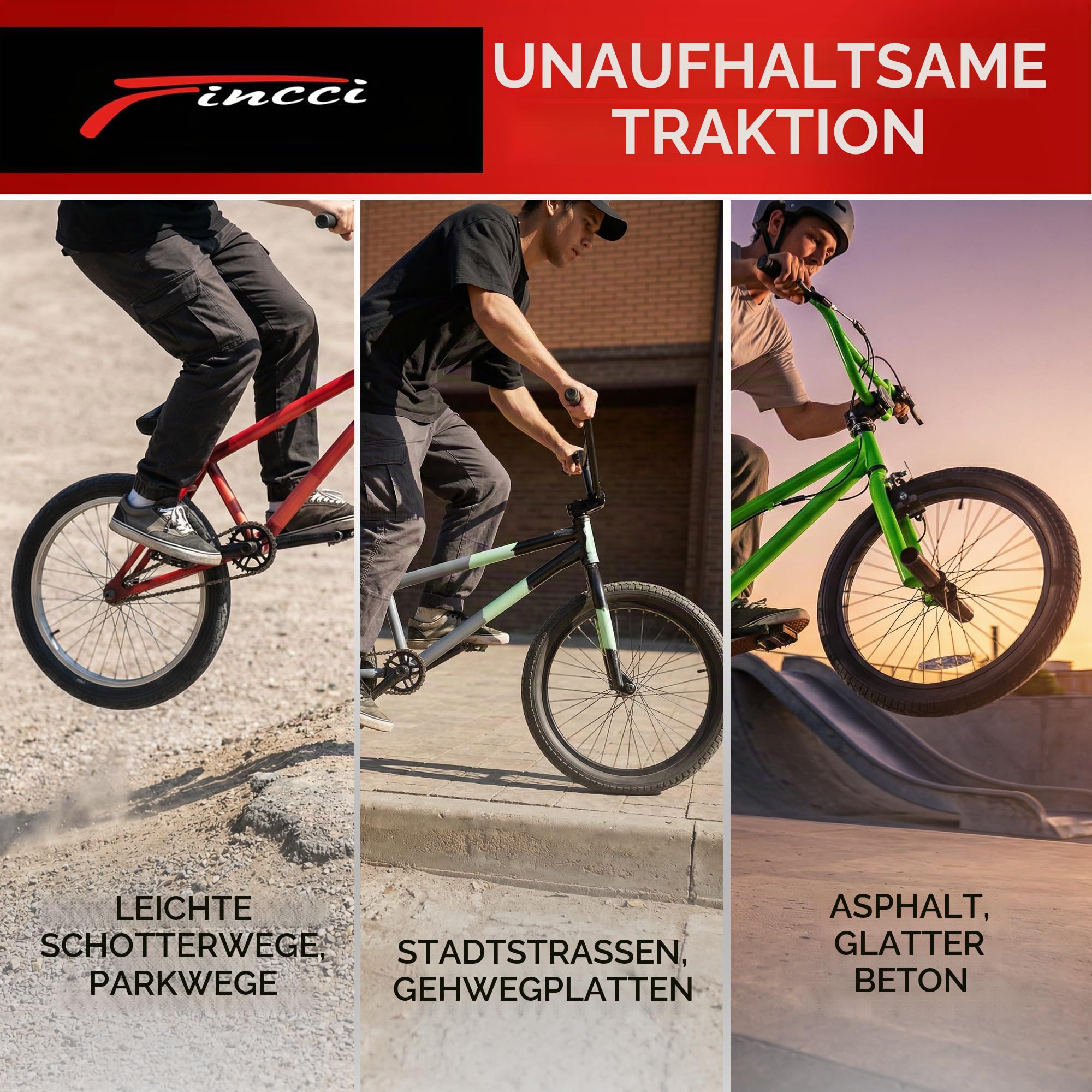 Fincci BMX Faltreifen 20 Zoll 20x2.10 ETRTO 56-406 mit AV-Schlauchset 27TPI | 2,5 mm Nylon-Pannenschutz und 27 TPI für zuverlässigen Grip bei Fahrten mit Kinderfahrrad, Faltrad, Trike sowie Freestyle-BMX