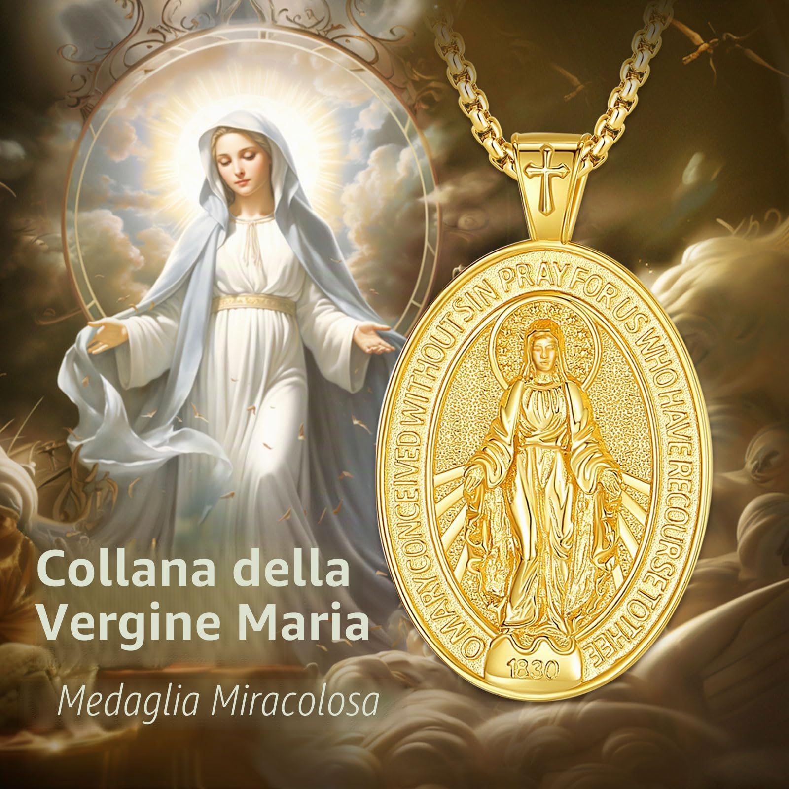 Collana con croce in Argento Sterling 925 per Donna Uomo, Croce di Caravaca/Ankh/San Benedetto/San Cristoforo/crocifisso Collane Gioielli Religiosi Regalo per Mamma Papà. 22"/24"
