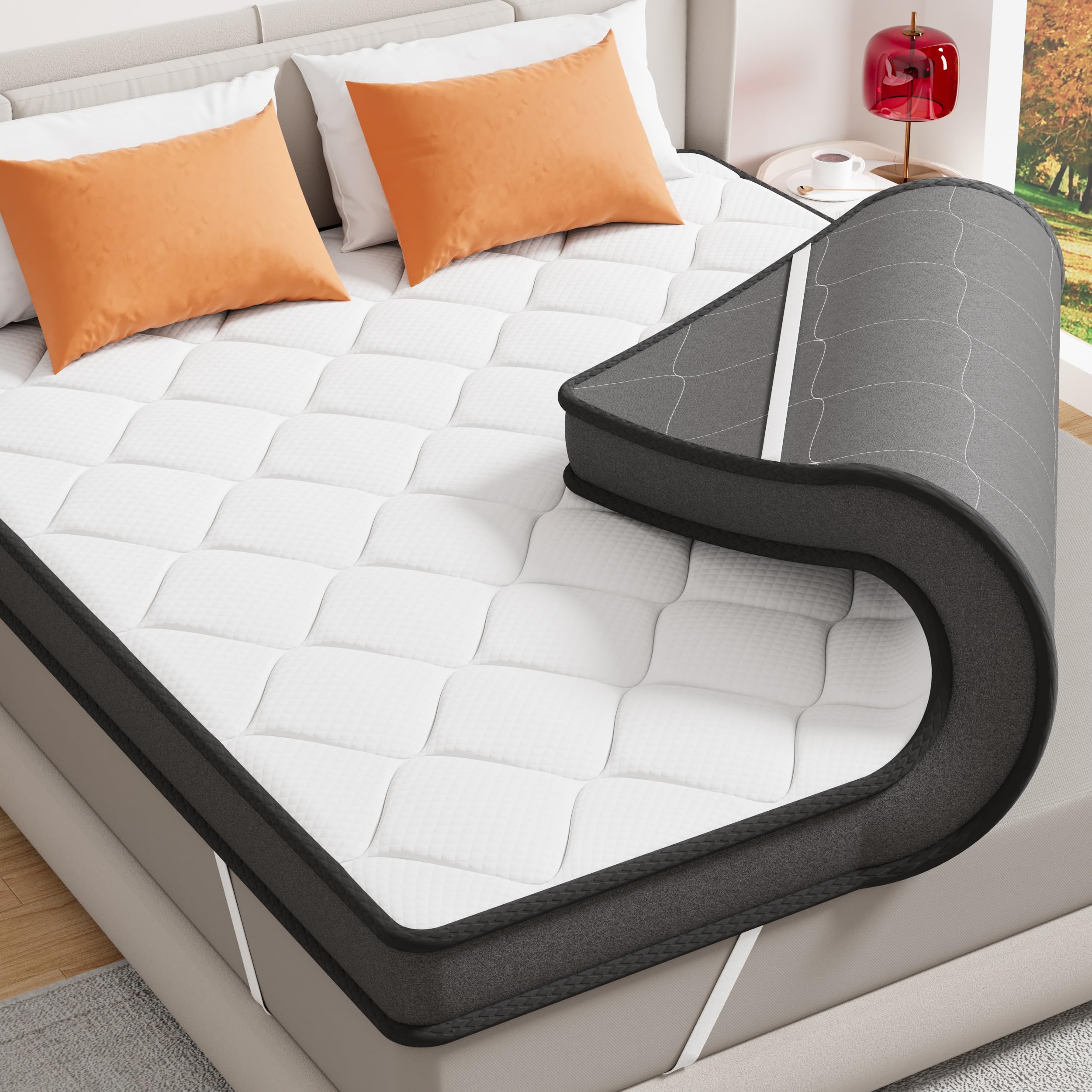 3 Inch Multi-Layer Memory Foam Mattress Topper King, High Density Gel Foam Bed Toppers with Cooling Pillowtop for Back Pain Relief, Medium Firm Mattress Pad for Comfort Body Support