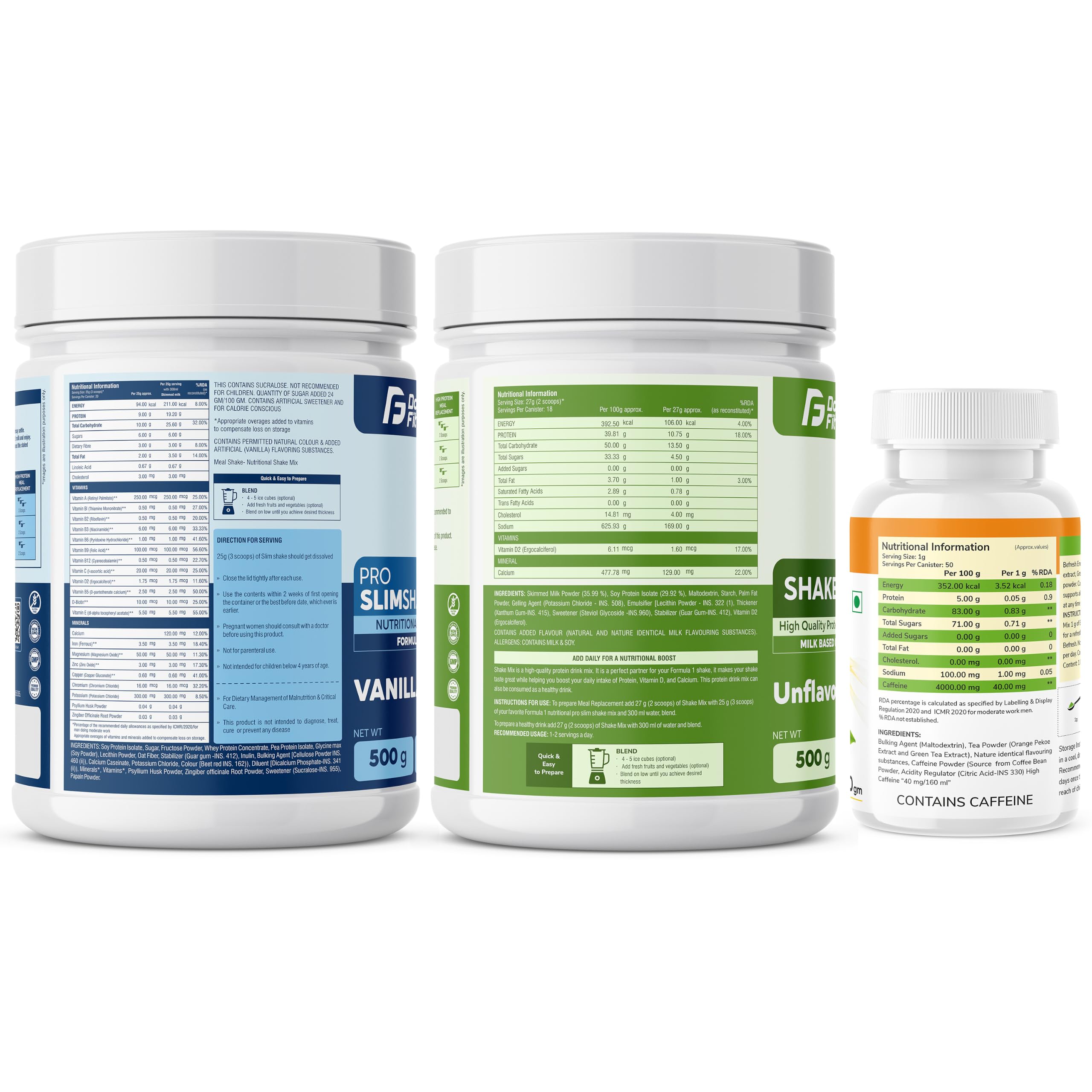 DOCTORFIT Pro Slimshake Formula 1 Vanilla 500g + ShakeMix Unflavoured 500g + Befresh Lemon Energy Drink Mix 50g | Nutritional & Protein Combo - 1050gm (Vanilla Shake + Shake Mix + Befresh Lemon) — Amazon image 7