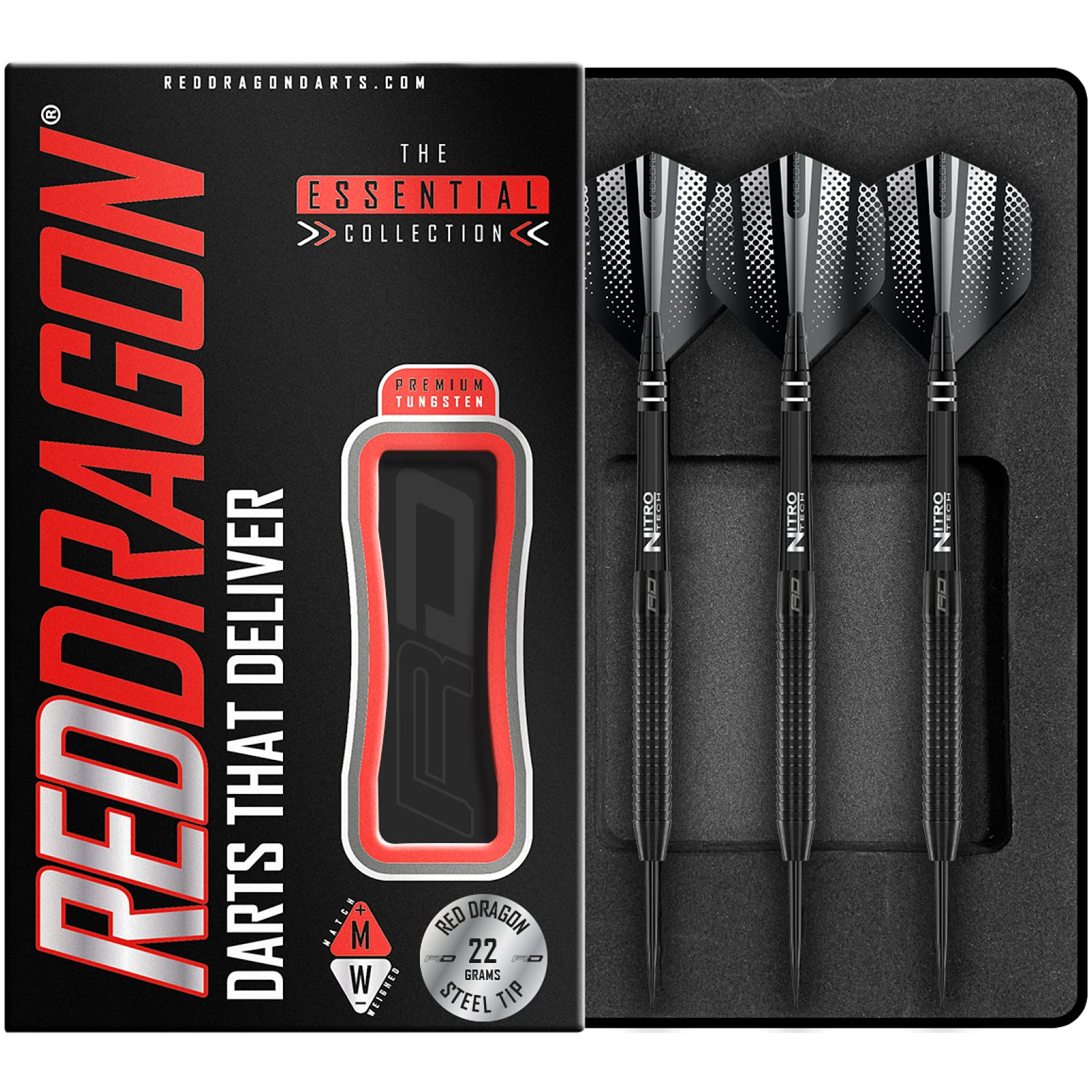 RED DRAGON Razor Edge Black 20g, 22g, 23g, 24g, 26g, 28g Steeltip or 20g Softip Tungsten Darts with 