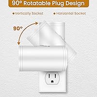 Vista 6 de LED Plug-in Wall Night Light with Dimmable 0-300 Lumens, 3000K Soft White, Auto On/Off Light Sensor & Adjustable Head for Hallway, Stairs, Bedroom,2