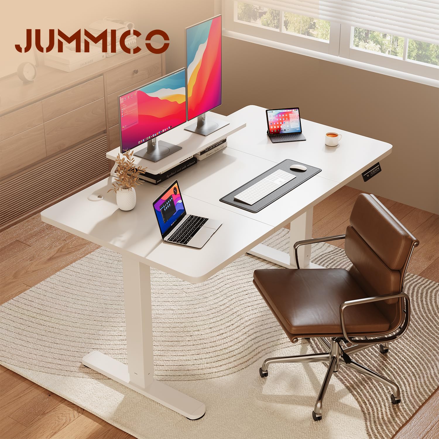 JUMMICO Standing Desk Scrivania Elettrica Regolabile In Altezza, Doppio Motore, Memoria 3 Posizioni, USB-C - 3