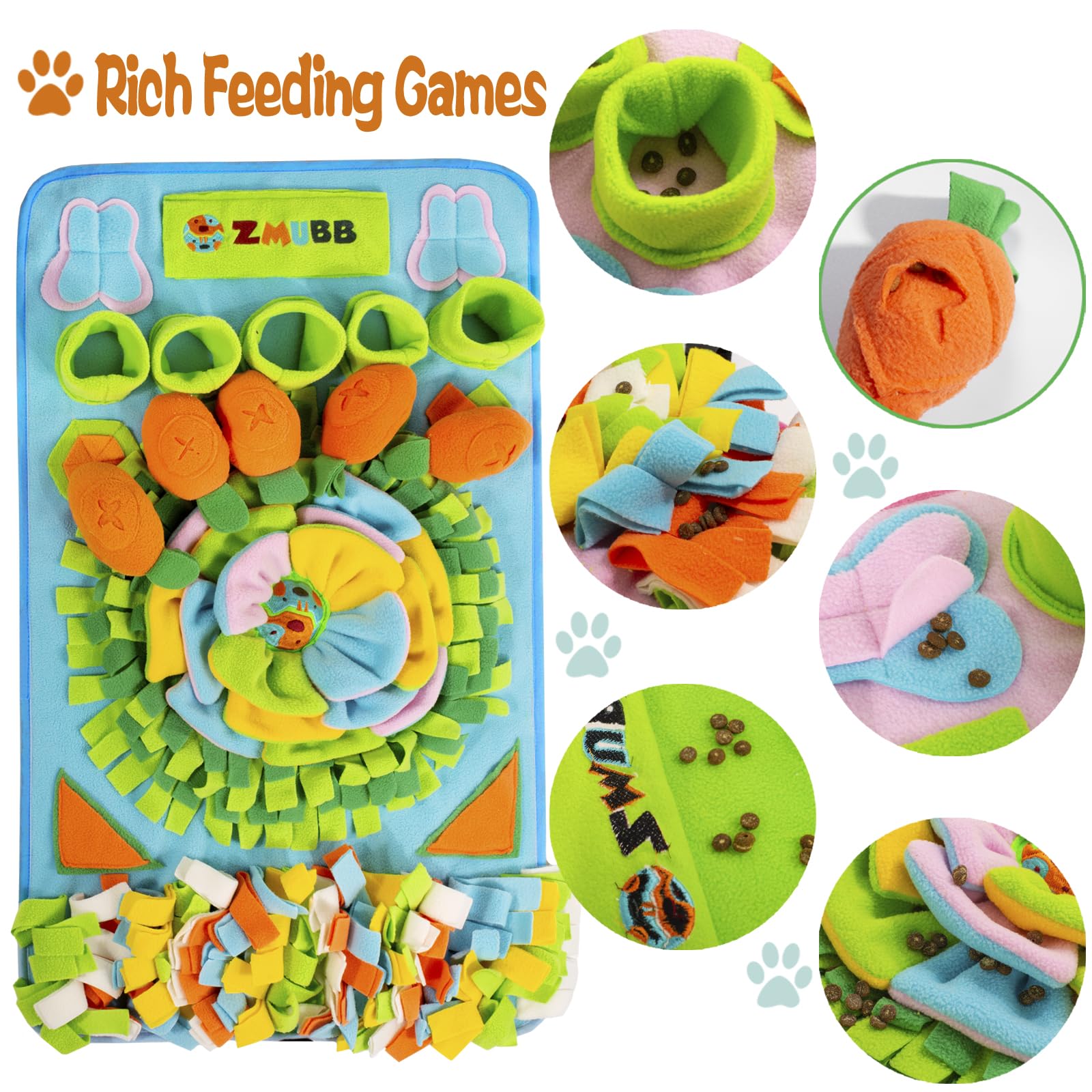 Schnüffelmatte für Hunde, Schnüffelmatte, Nasenarbeit, Fütterungsmatte, langsames Füttern, interaktives Hunde-Puzzle-Spielzeug für Training und Stressabbau, fördert natürliche Futtersuche (78,9