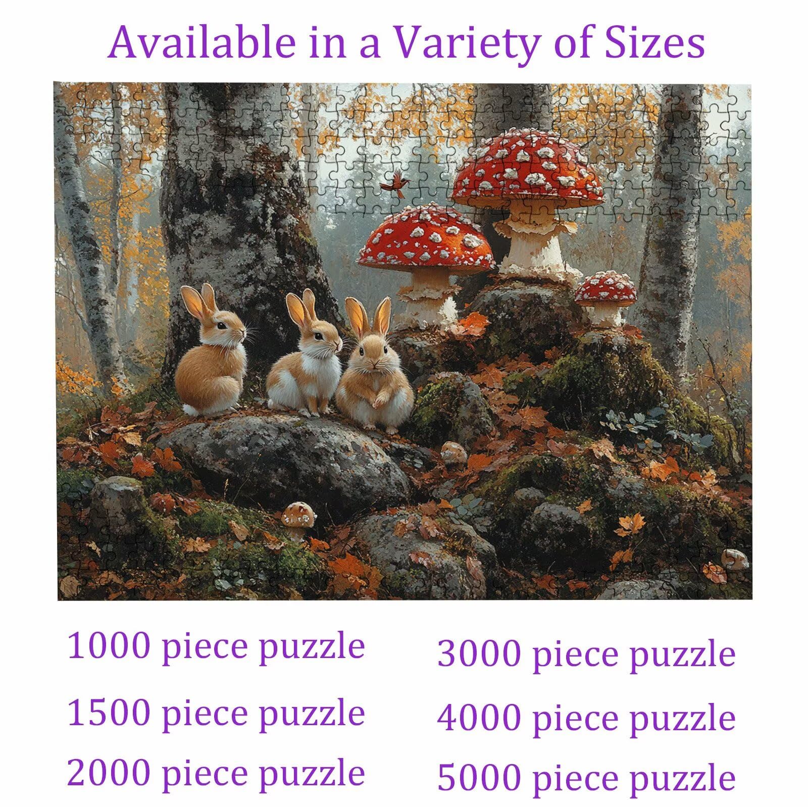 Puzzle 5000 elementów grzybów leśnych - duże drewniane puzzle - 5000 elementów dla dorosłych - gra inteligencyjna - z wykwintnym pudełkiem do pakowania - precyzyjne wycinanie - kolorowe puzzle jakości