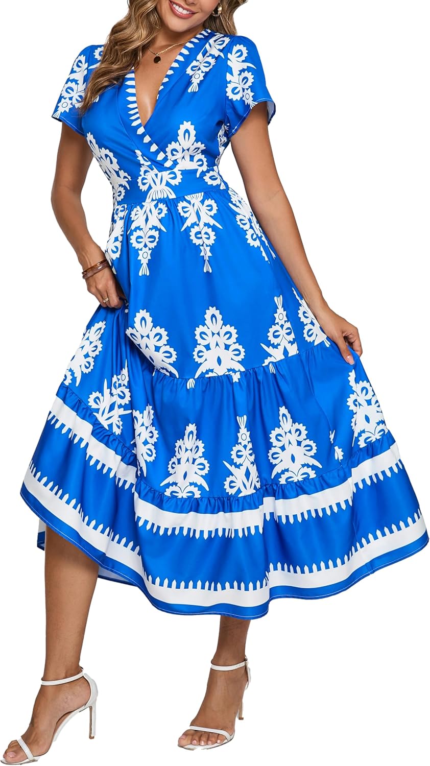 Floral Print Dress for Women Boho Long Dresses Flowy A line Dresses Fit for Office and Casual Vacation Cocktail Party Prom - Image 3