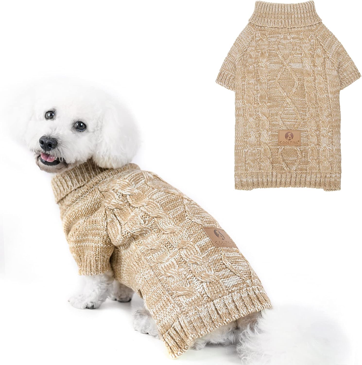Knit Turtleneck Dog Sweater for Small Medium Large Dogs, Warm Puppy Clothes for Fall Winter, Cozy Sweatshirts Dog Coats