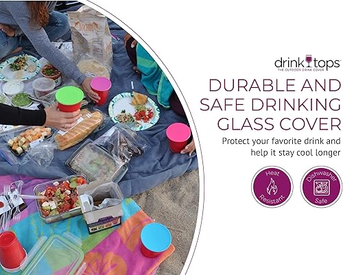 Miniatura 4 de Drink Tops Tap and Seal - Cubierta para vaso de bebida al aire libre, succiona suavemente a los vasos para mantener las partículas fuera y reducir
