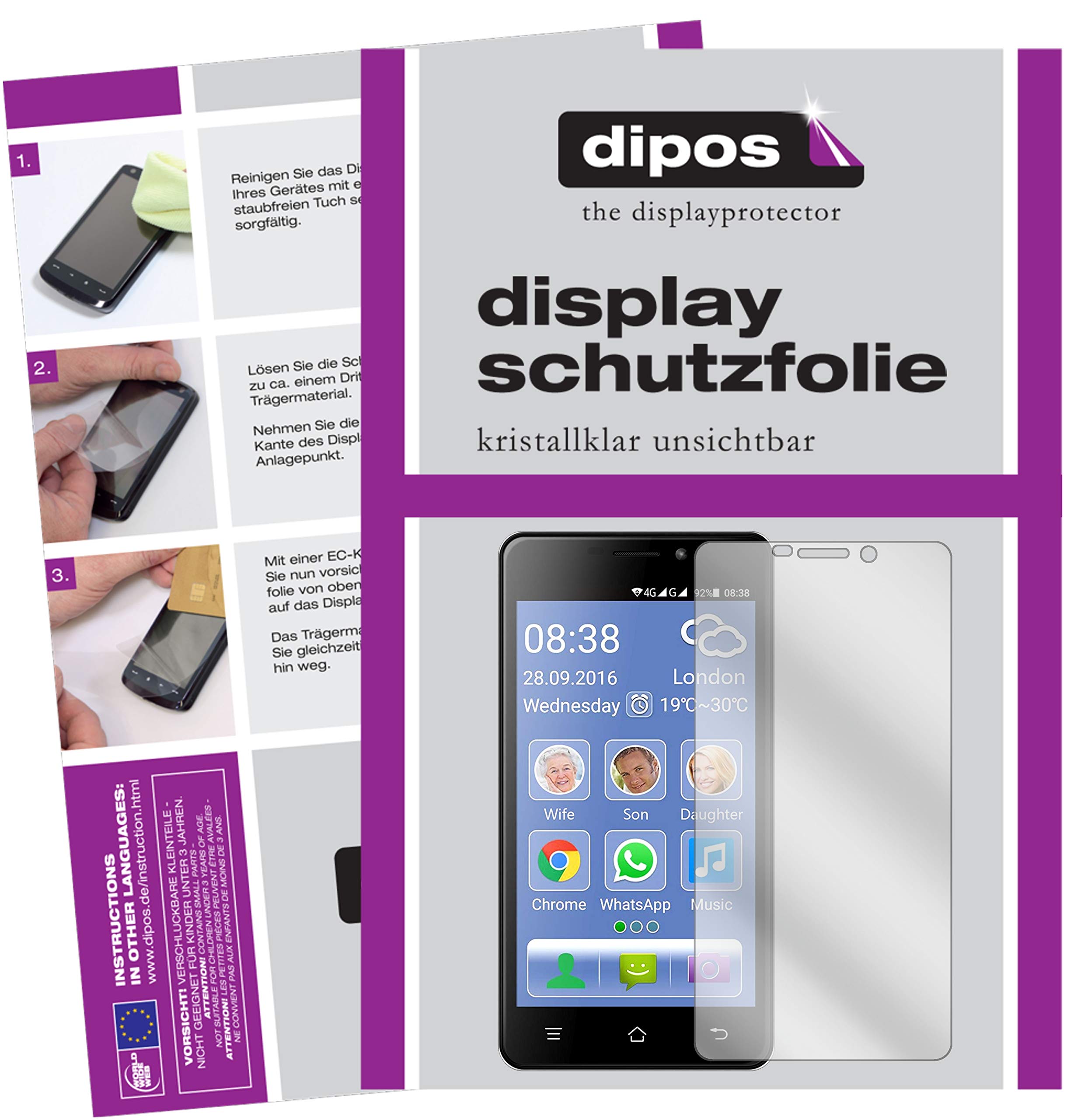 diposI 2x Screen Protector compatible with Switel eSmart M2 Protection Films clear