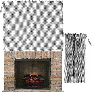 2Pcs Fireplace Mesh Screen Curtain Heat Resistant Fireplace Spark Guard Curtain Sturdy Spark Guard Mesh Gate Metal Fire Screen Single Panel 2Pcs Fireplace Mesh24×18/24×20/24×22inch for Home Fireplace