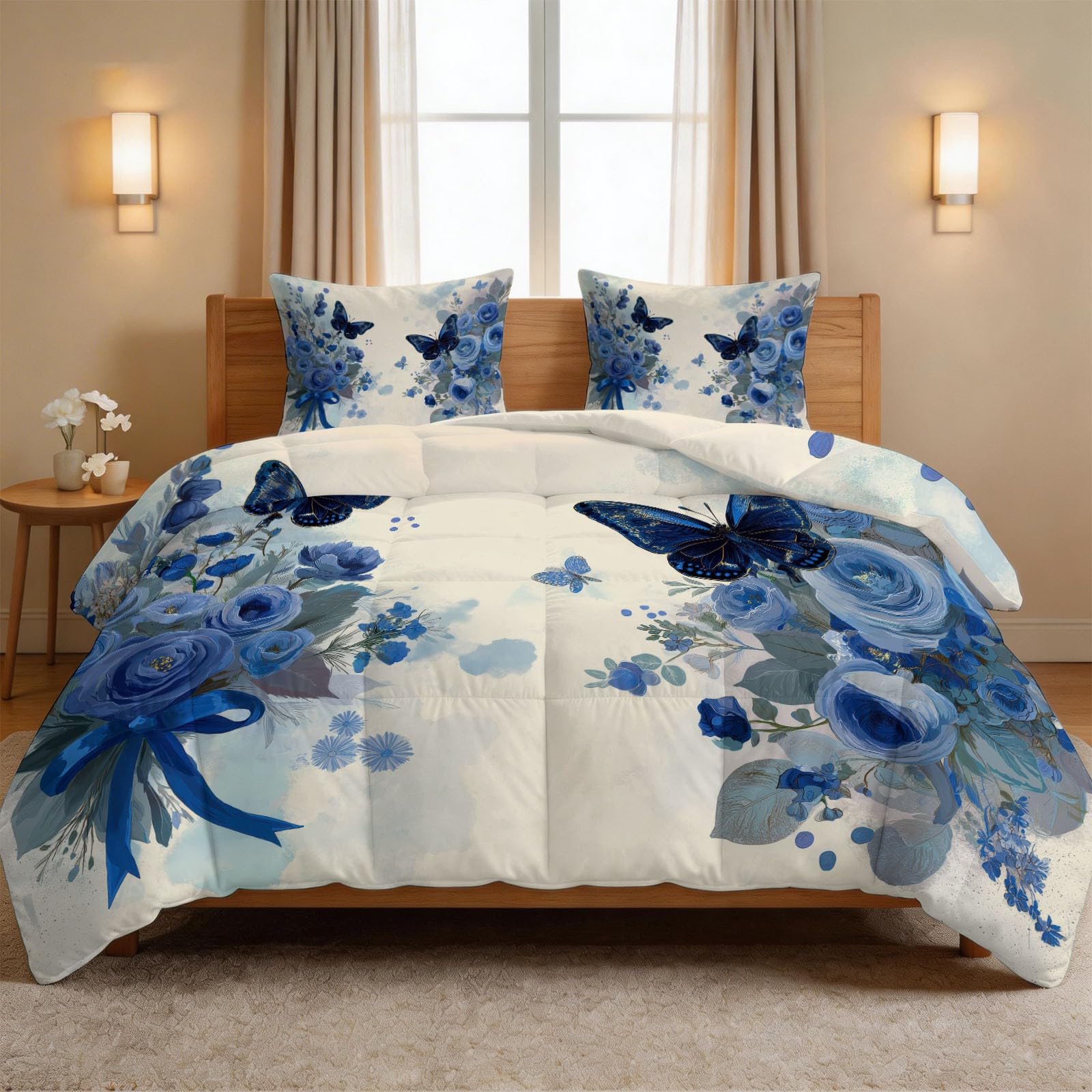 Couette d'été légère sans housse 200x200 lavable motif fleurs rose