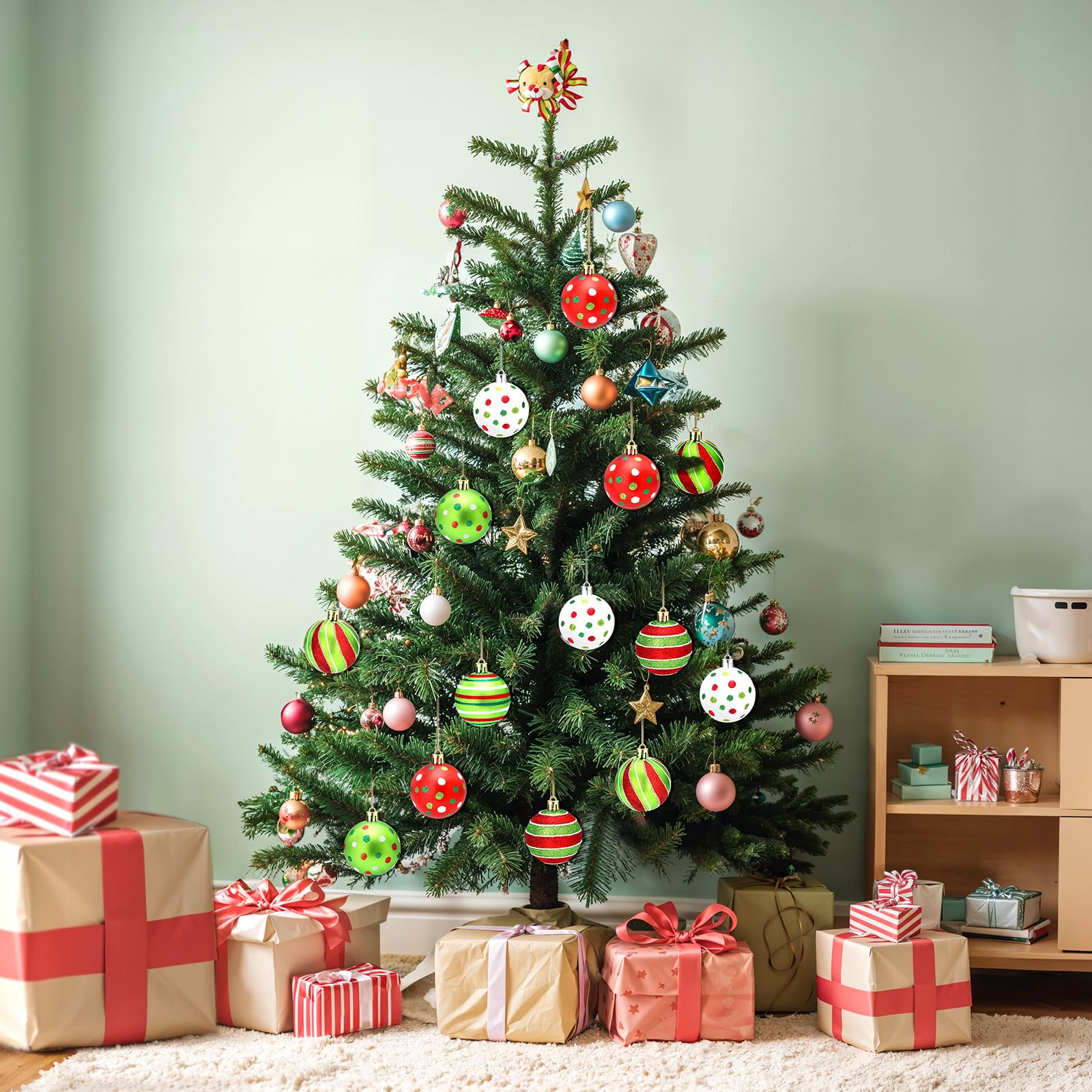 Juego de 12 adornos de bolas de Navidad brillantes para decoración de árbol de Navidad, bolas de Navidad inastillables para decoración del hogar, fiestas, regalos de manualidades, 2.4 pulgadas