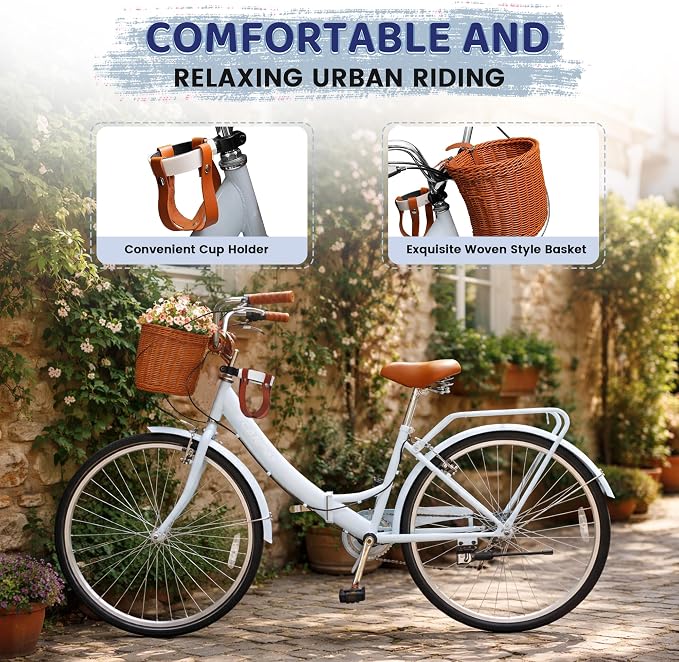 Bicicleta plegable playera 26" para mujer, 7 velocidades miniatura 5