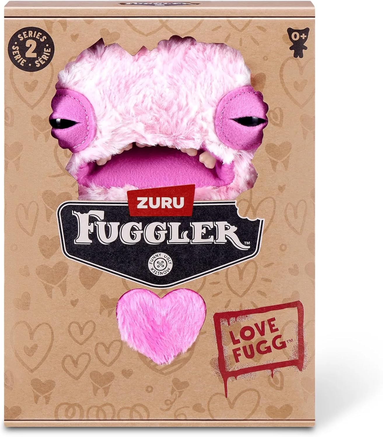 ZURU Fuggler Love Fuggs S2 Pink plush toy holding a pink heart.