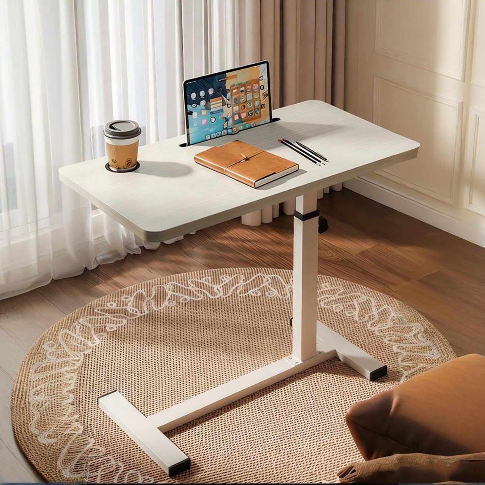 Table de lit réglable en hauteur mobile pour l'assistance à domicile et le confort