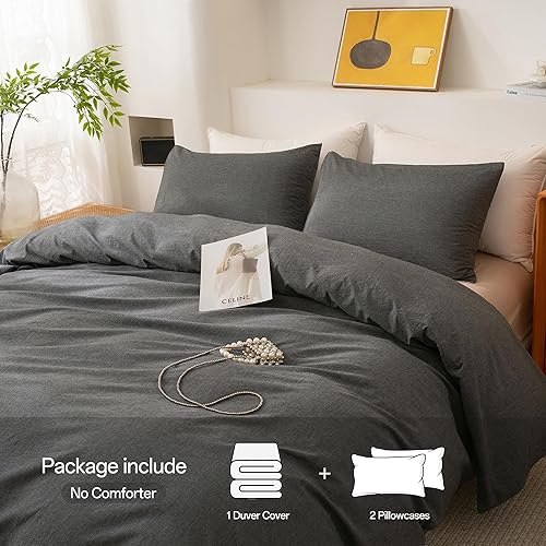 Miniatura 259 de ECOCOTT Funda de edredón tamaño King, juego de ropa de cama de 3 piezas, 100% algodón lavado, suave y transpirable con cierre de cremallera, 8 lazos