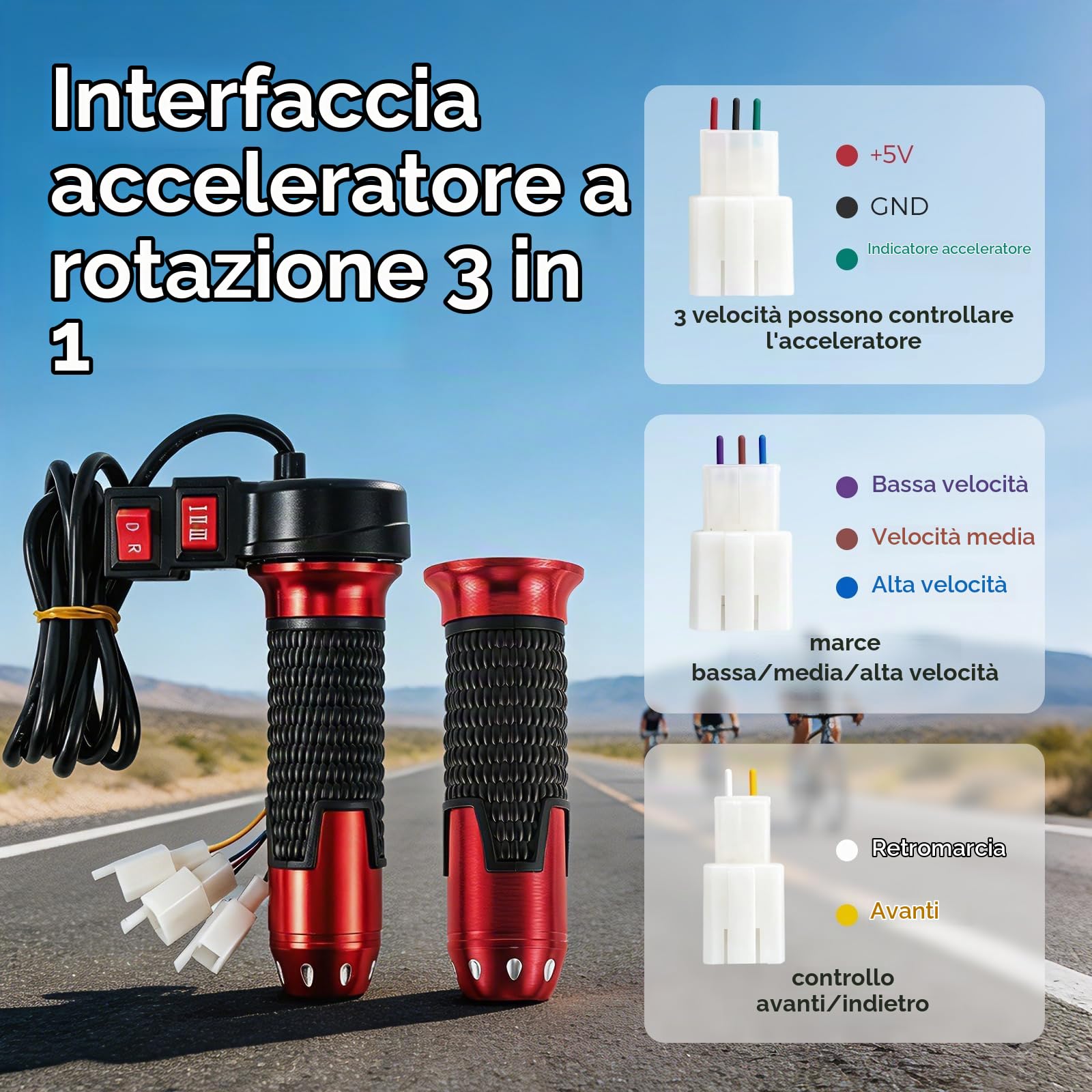 Bonvoisin Kit di Motore Elettrico Senza Spazzole a CC 48V 2000W 4300RPM | Motore DC Brushless 48V 2000W, 5,1 N·m, Controller 15 Mosfet Con Sensore Hall, Freno Elettrico & Interruttore 3 Velocità