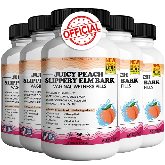 Juicy Peach Slippery Elm Bark Vaginal Dryness Moisturizer Feminine Care for Women End Vaginal Dryness with Slippery Elm