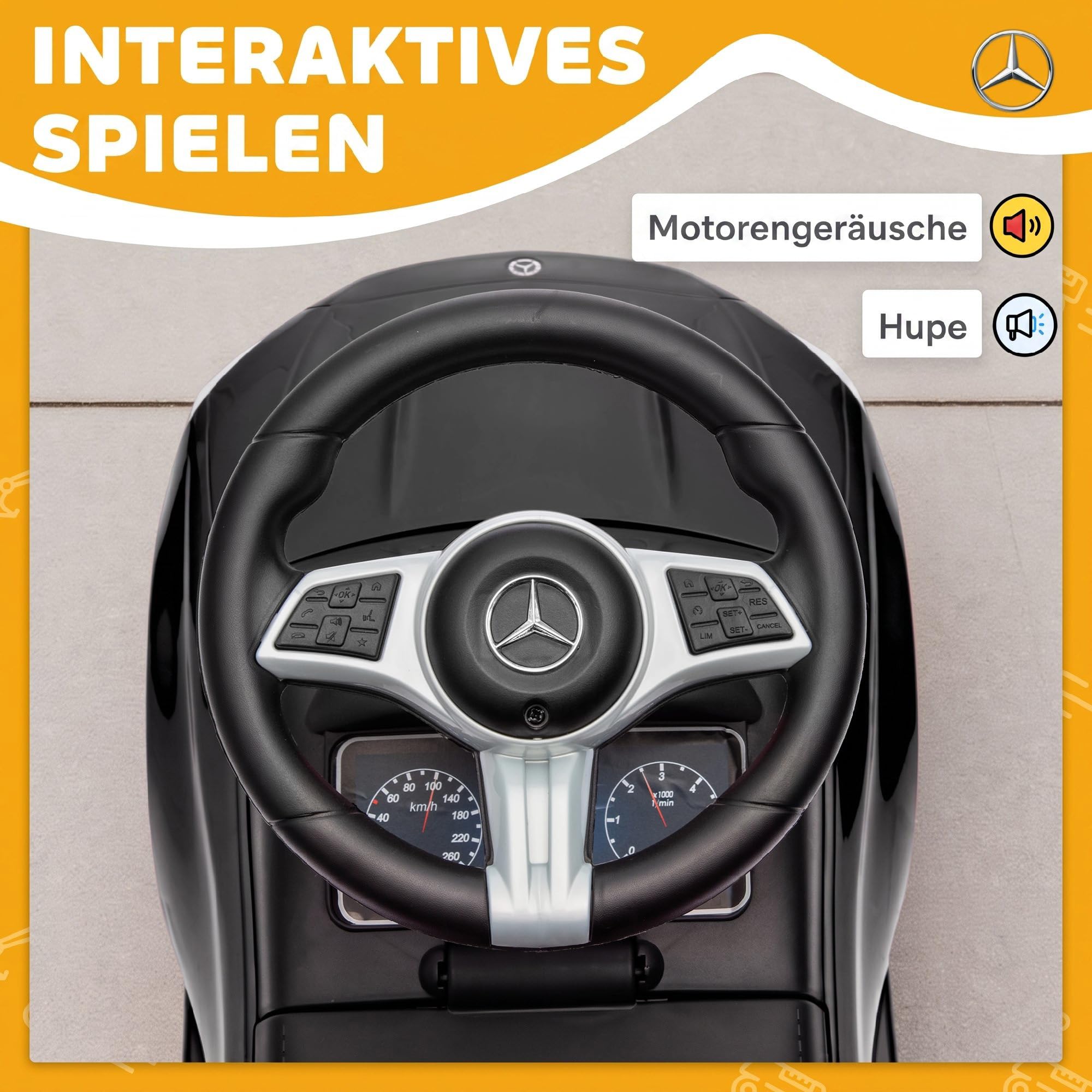 AIYAPLAY Mercedes-Benz C-Class auto jezdne dla dzieci 18-36 mies. Czarny