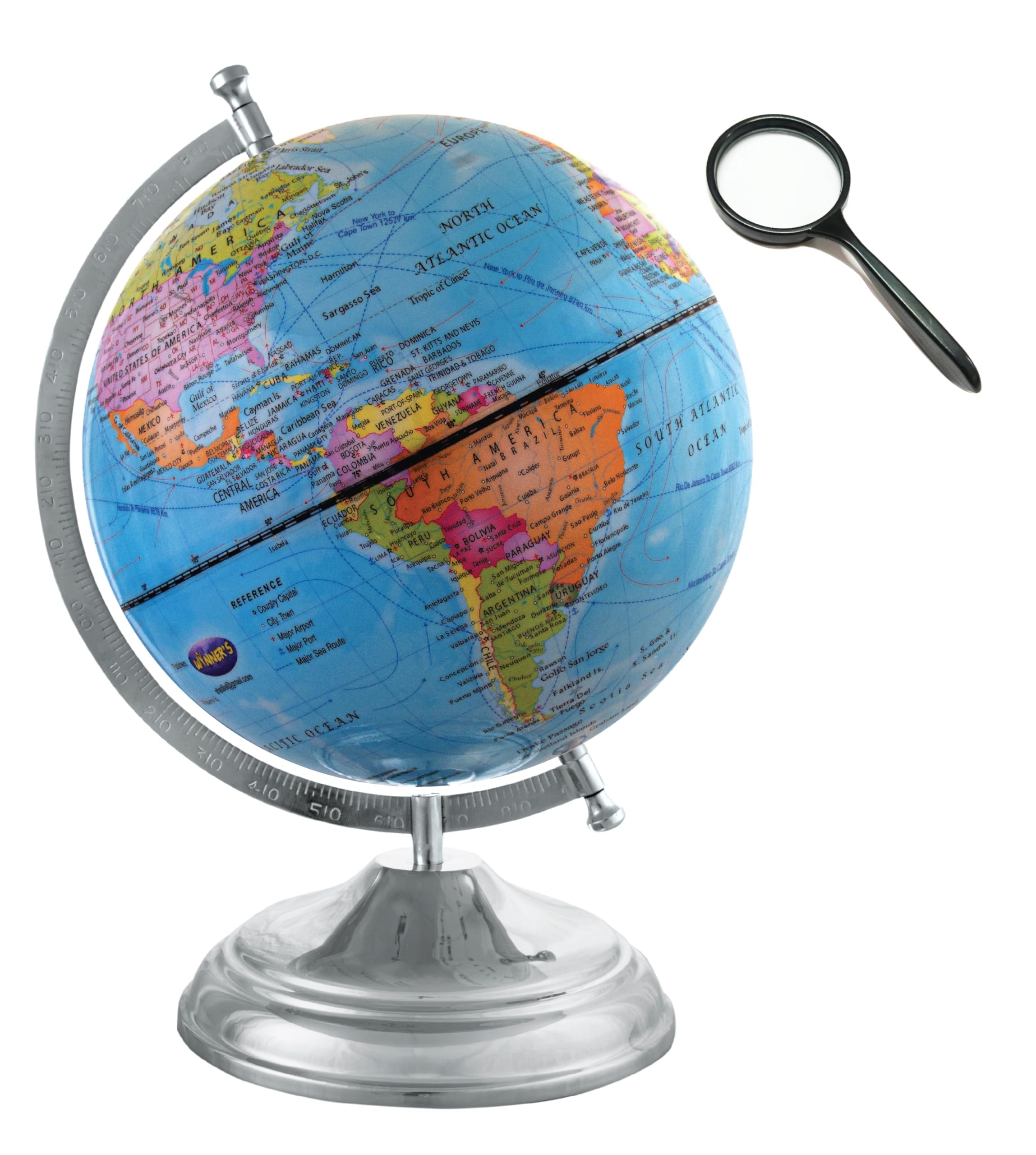 Sponsored Ad - WINNER'S Ornate SINGLE JOINT Rotating Globe | Dia 25 Cm (10 Inch) Height 37 Cm (14.5 Inch) with Metal Arc & Round Stand | Educational & Decoravtive Globe