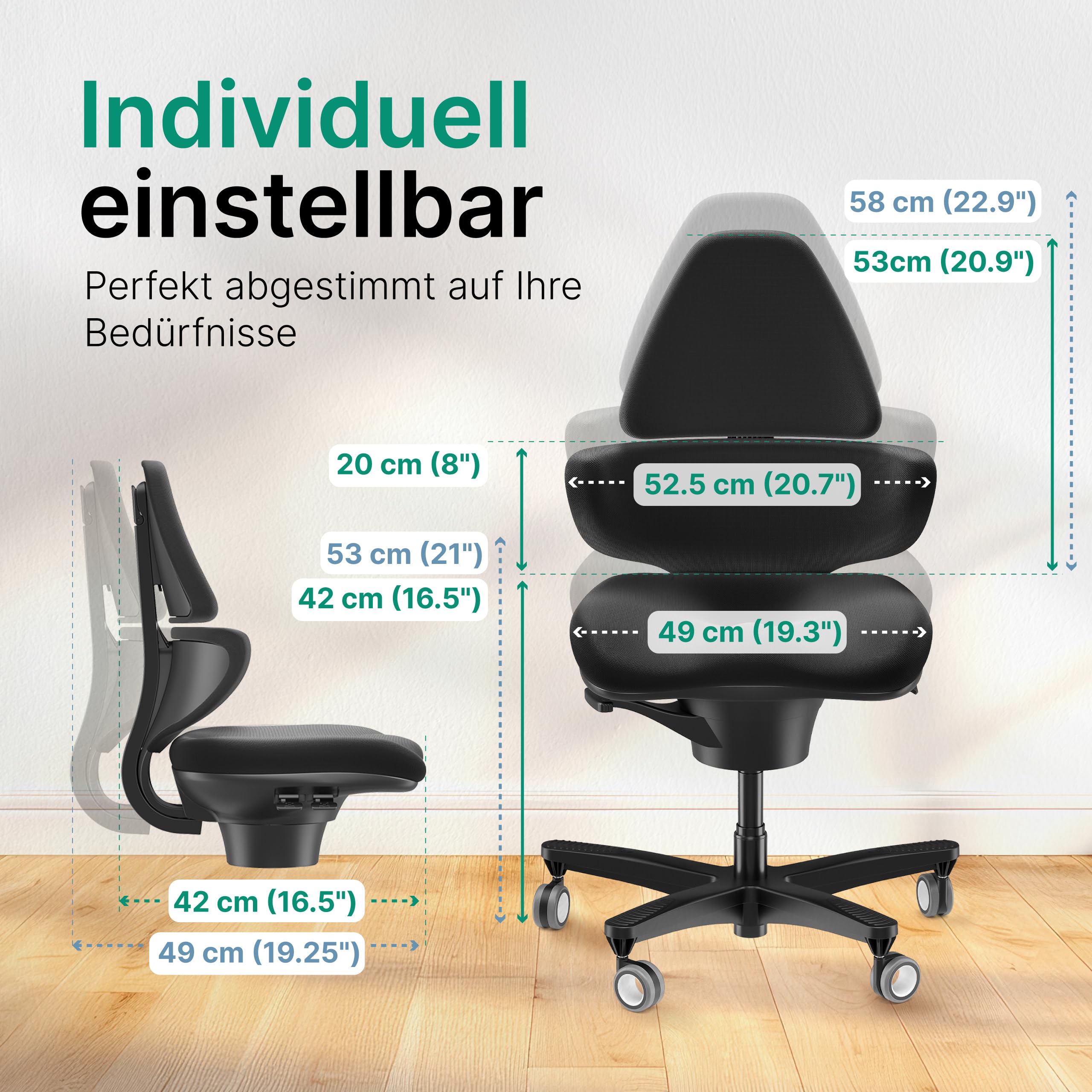 CoreChair Elite (Formstrick) Bürostuhl | Ergonomischer Bürostuhl mit bis zu 150kg Belastbarkeit. Orthopädischer Schreibtischstuhl mit 360° Beweglichkeit, Beckenstütze & Rückenlehne. (schwarz)
