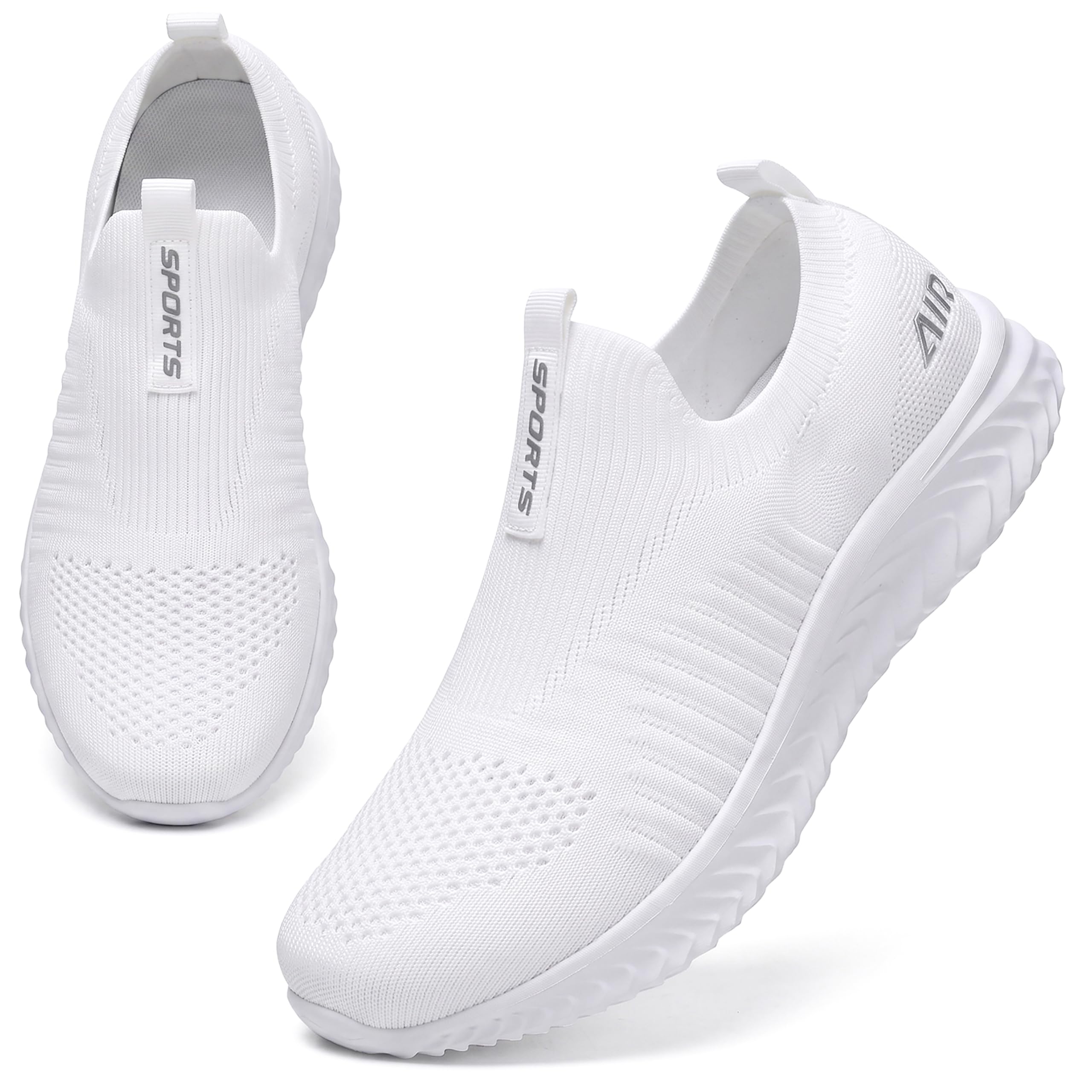 Littleplum Zapatillas Mujer Slip-On Zapatillas de Deporte Zapatos Diarios sin Cordones Ligeros Cómodos,Blanco,38 EU