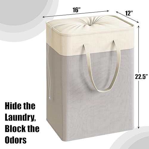 Miniatura 2 de Simple Houseware Cesta rectangular plegable para ropa sucia de 75 litros, 2 unidades, color gris