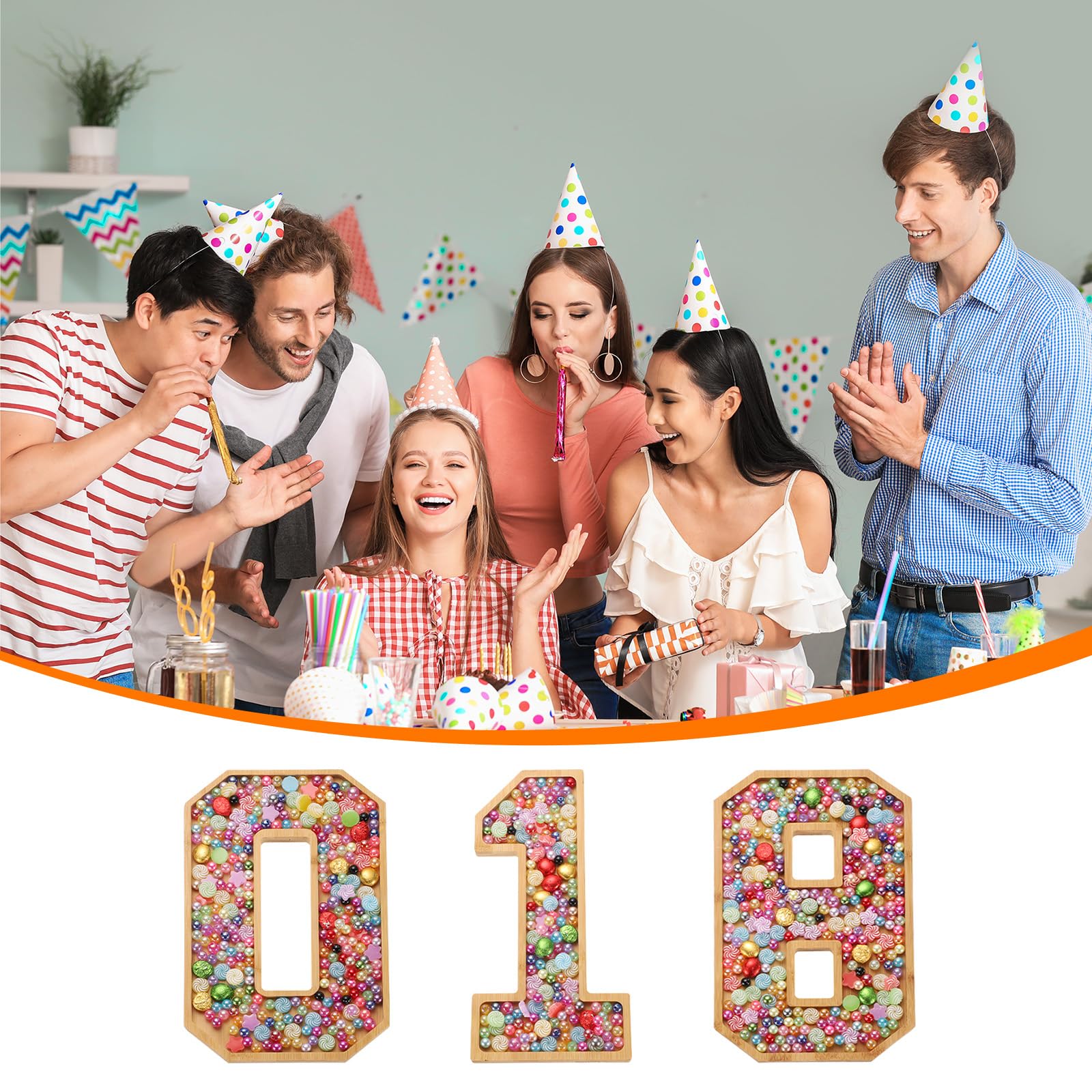 uxcell Lot de 2 boîtes à charcuterie en bambou avec chiffres 5 et 0 de 20,3 cm - Plateau de service en bambou pour remise de diplôme, anniversaire de mariage, décorations de fête d'anniversaire -