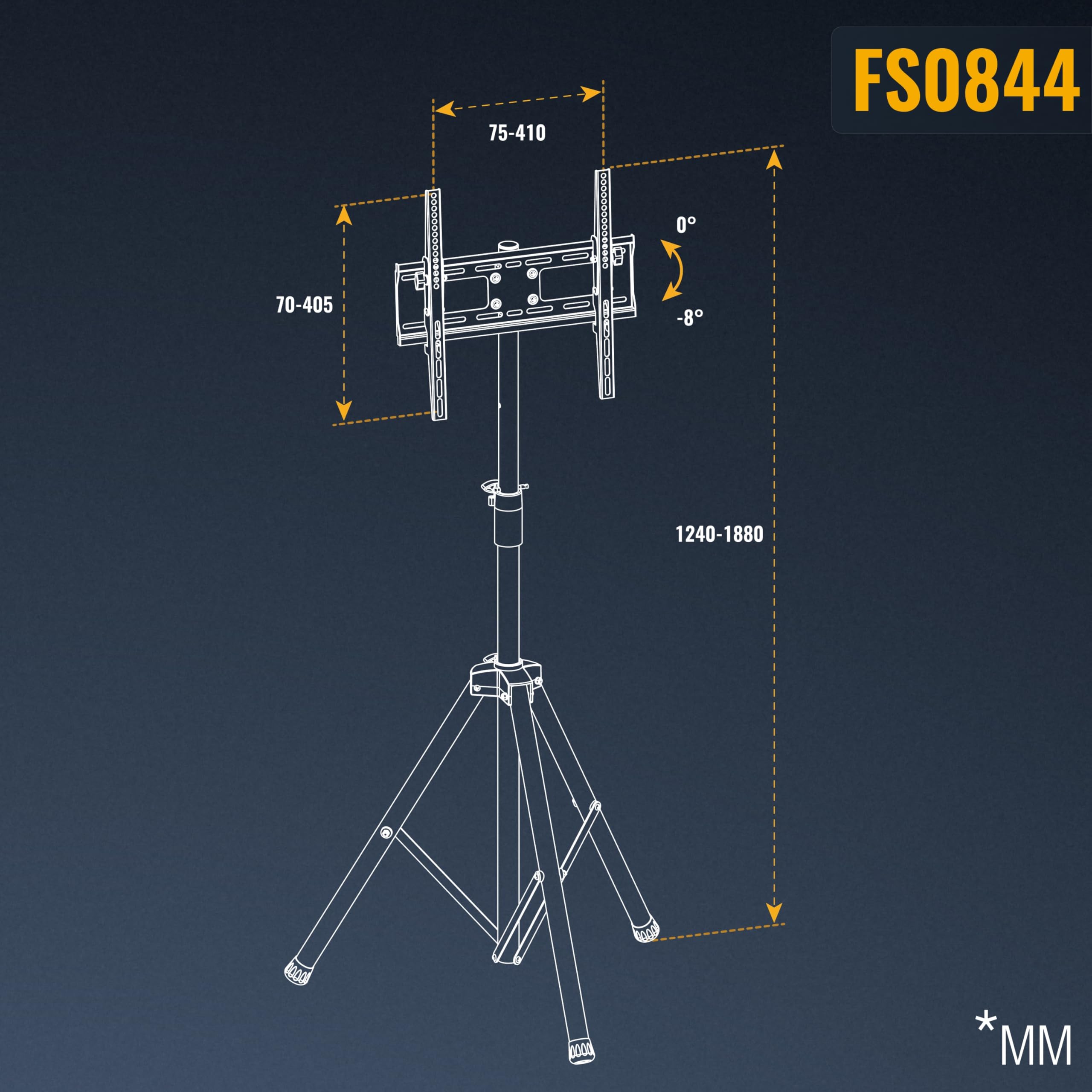 RICOO Soporte TV Base de pie Pedestal Suelo Televisión 32-55" (81–140cm) FS0844 Tripode Inclinable Televisor LED/LCD VESA 200x200-400x400