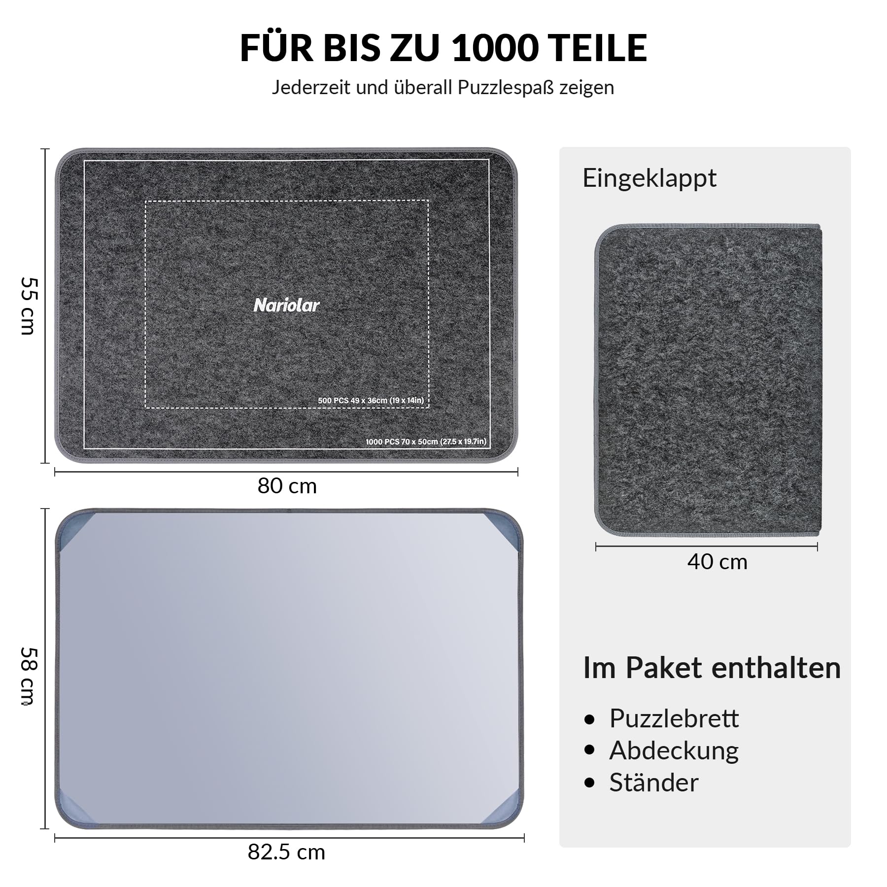 Nariolar Faltbares Puzzlebrett – Mit verstellbarem Ständer und schützender Abdeckung für bis zu 1000 Puzzlestücke