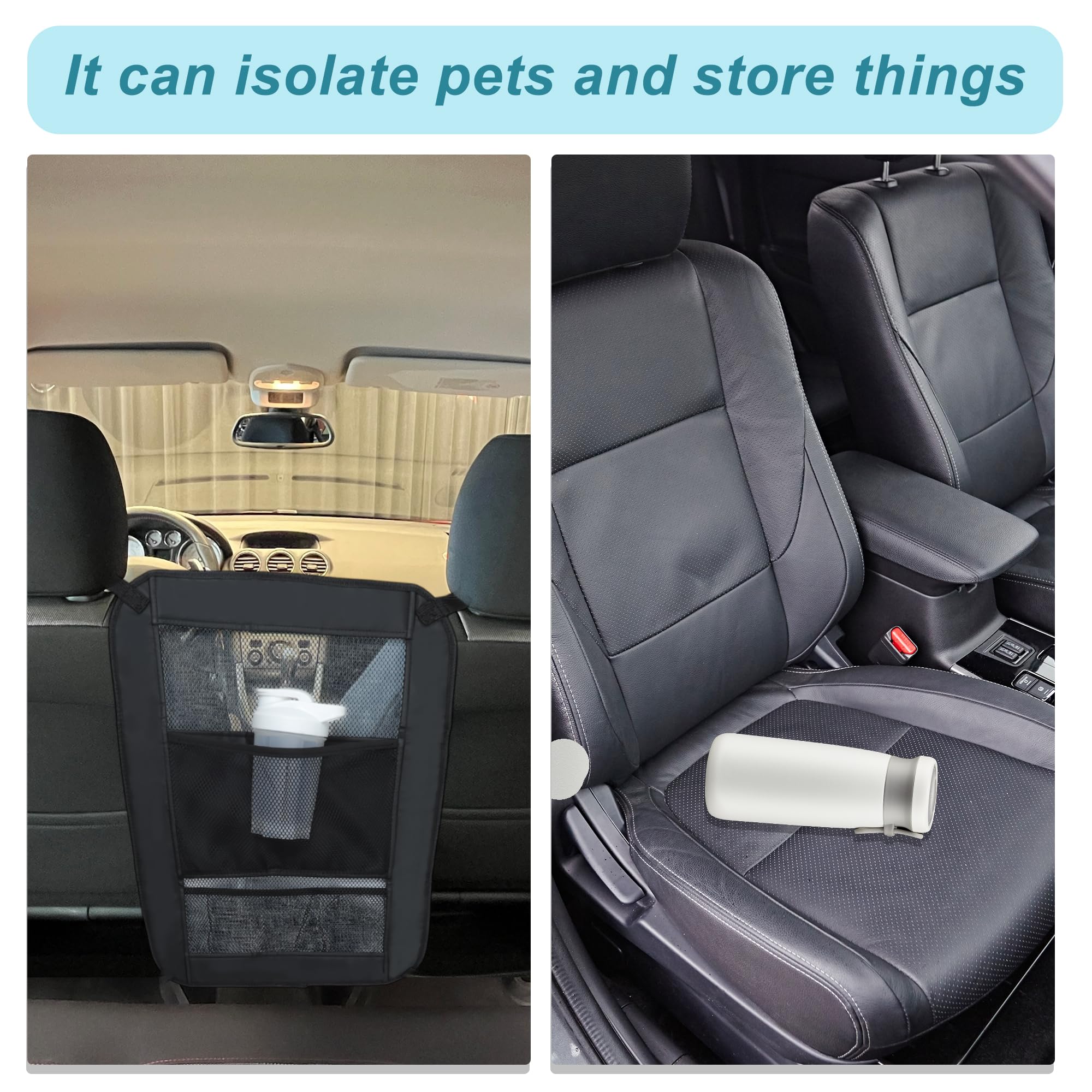 Barrera de red de coche para perro, barrera segura detrás del asiento delantero, separador de malla para perros, red para perros para asiento trasero de coche, barrera para SUV y camiones,