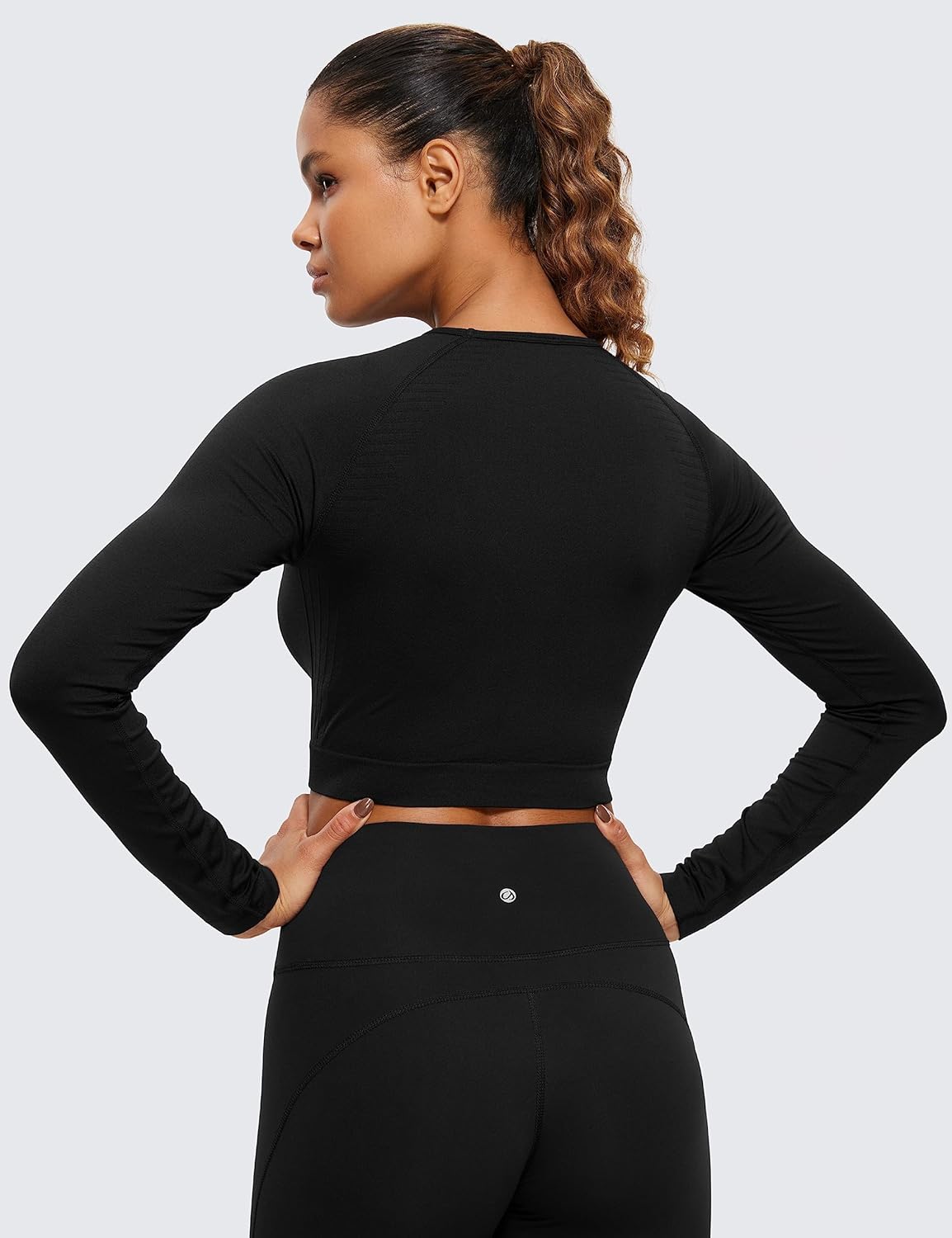 CRZ YOGA Seamless Long Sleeve Shirts for Women Workout Athletic Crop Tops Cropped Running Gym Yoga T-Shirts - Image 2
