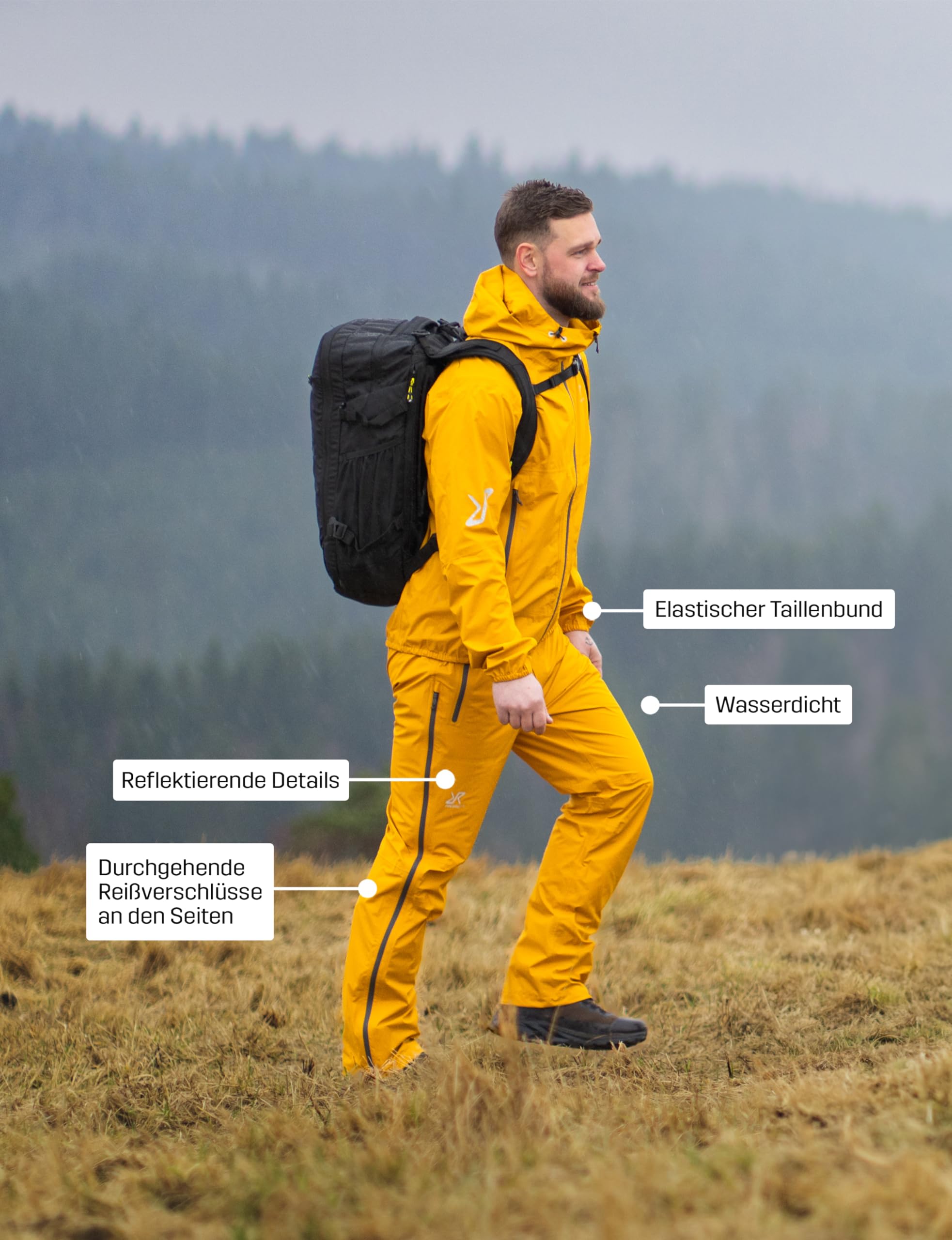 RevolutionRace Arcade 3L Lightweight Pants für Herren, wasserdichte Hose, Packbare Windhose für Wanderungen und Outdoor-Aktivitäten
