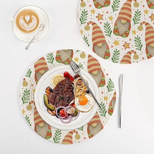 Miniatura 4 de 3 Pcs Microwave Trivet for Hot Dishes 15in Cotton Thread Weave Heat Resistant Hot Pad for Hot Pot Kitchen Aid Christmas New Year Gnome Stars Branch