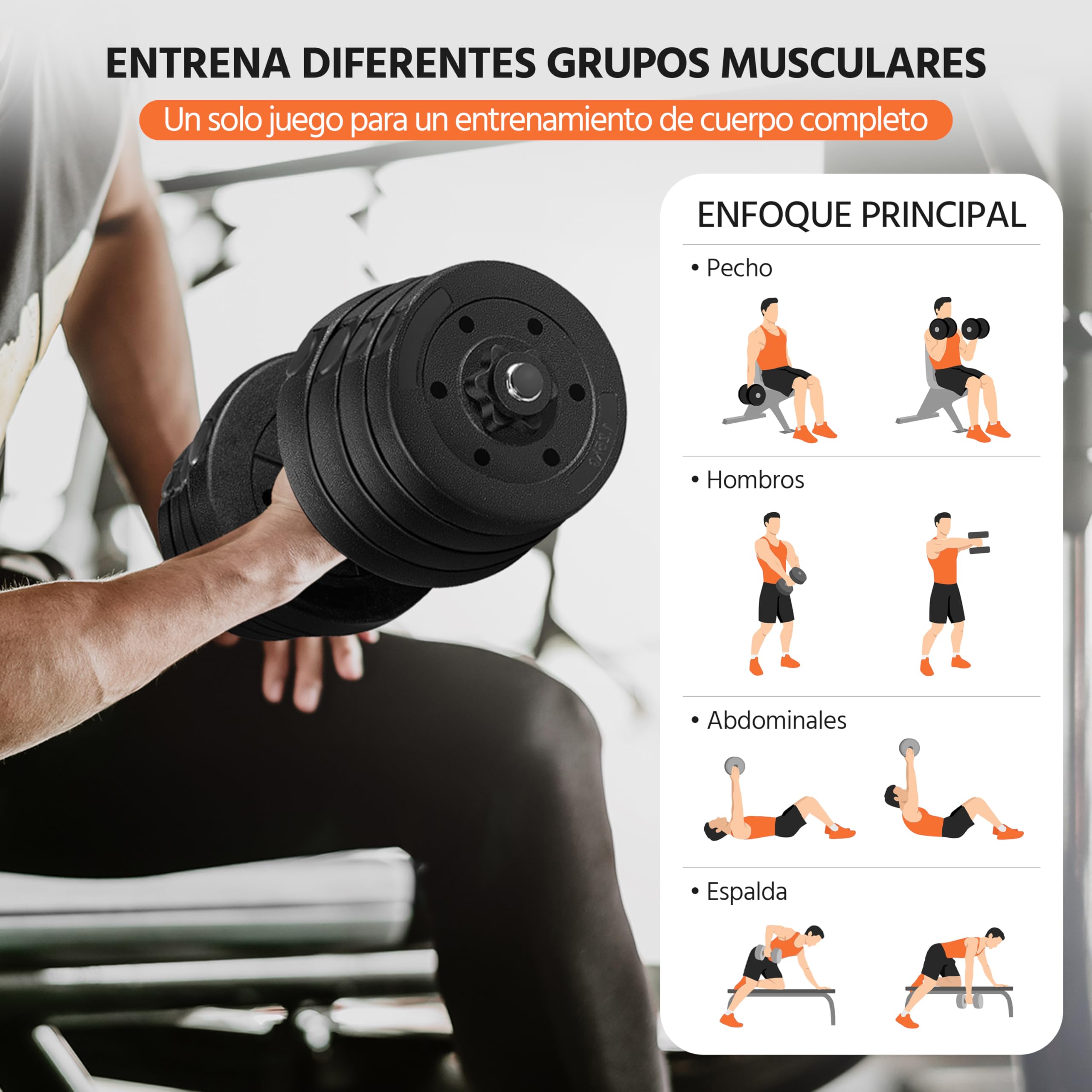 Yaheetech Kit Mancuernas Ajustables Juego de Pesas y Mancuernas para Casa o Gimnasio Mancuernas Musculacion con Cerraduras de Estrella