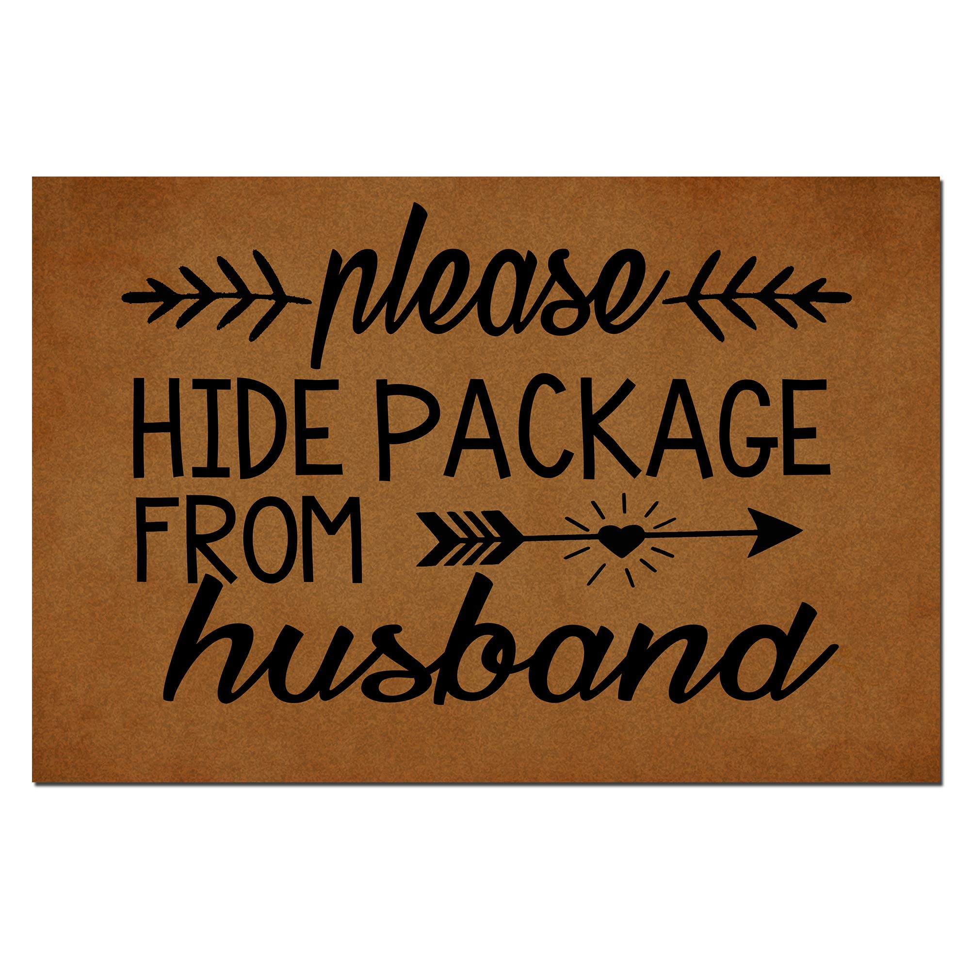 MOMOBO Funny Doormat with Rubber Back -Please Hide Package from Husband Door Mat Entrance Way Doormat Non Slip Backing Funny Doormat Indoor Outdoor Rug 23.6"(W) X 15.7"(L)