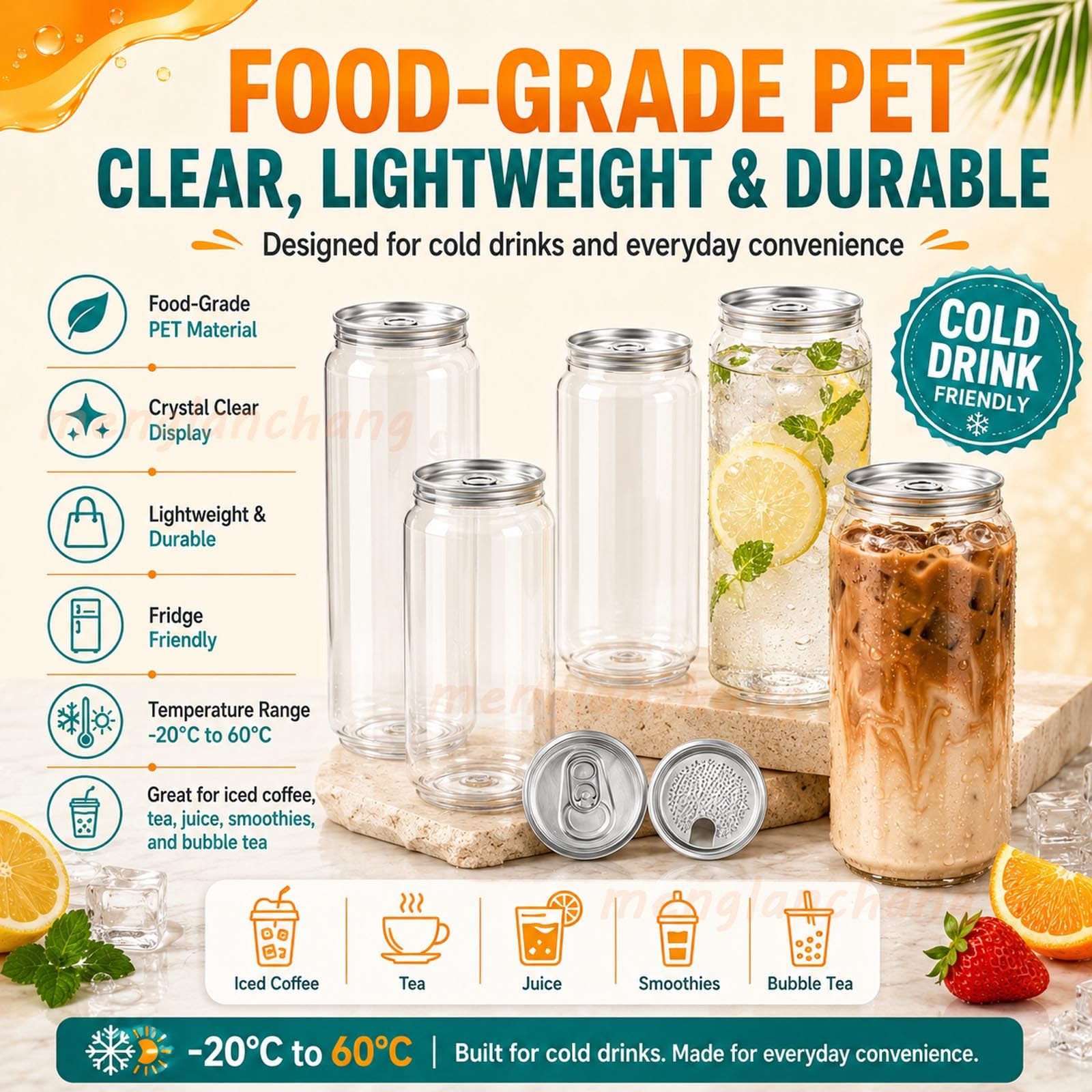 200 Gobelets en Plastique avec Couvercles – pour Café, Smoothies & Boissons EasyPullLid-500ml