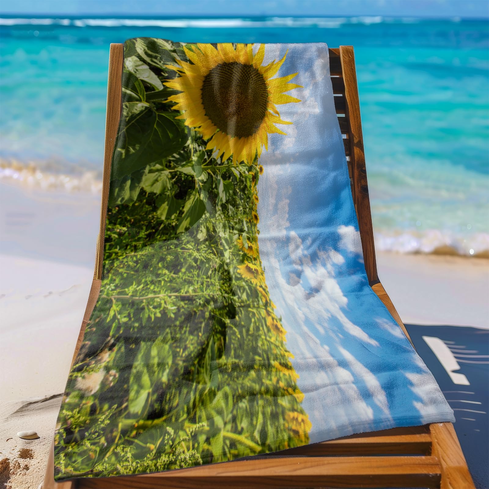 Toalla Playa Flores Amarillas Toallas Baño Grandes Suave Toalla Microfibra Sin Arena Toallas de Baño Piscina Ducha Absorbente Secado Rápido Beach Towel para Viajes, Natación, Camping 100x200cm