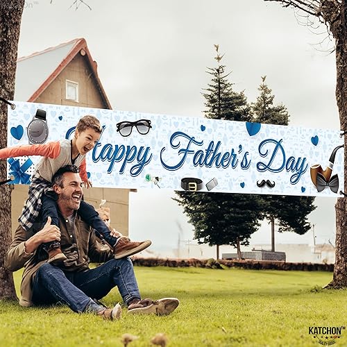 Miniatura 5 de XtraLarge - Cartel para patio, feliz día del padre, 120 x 20 pulgadas, pancarta azul feliz día del padre, decoración para el día del padre,