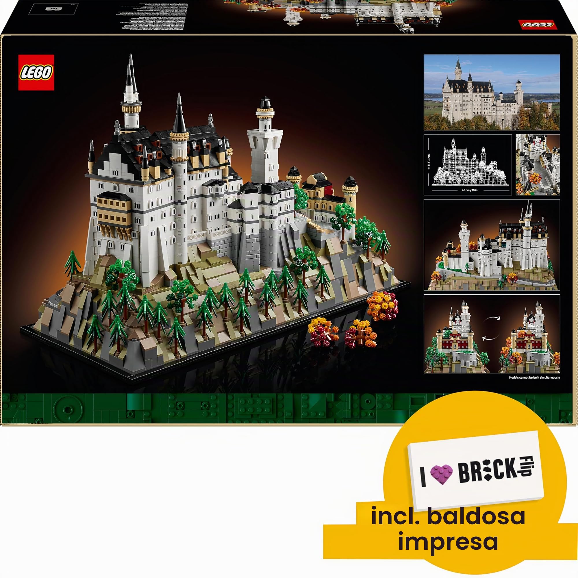 Lego Neuschwanstein 21063 - Castillo de Neuschwanstein Lego Architecture Set, incluye azulejos impresos, novedades de agosto 2025