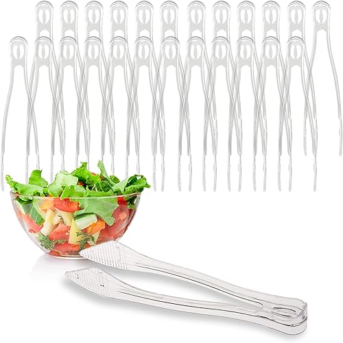 Miniatura 8 de PARTY BARGAINS Pinzas de plástico para servir de 8.5 pulgadas, paquete de 6, pinzas de plástico plateado de alta calidad y resistentes para