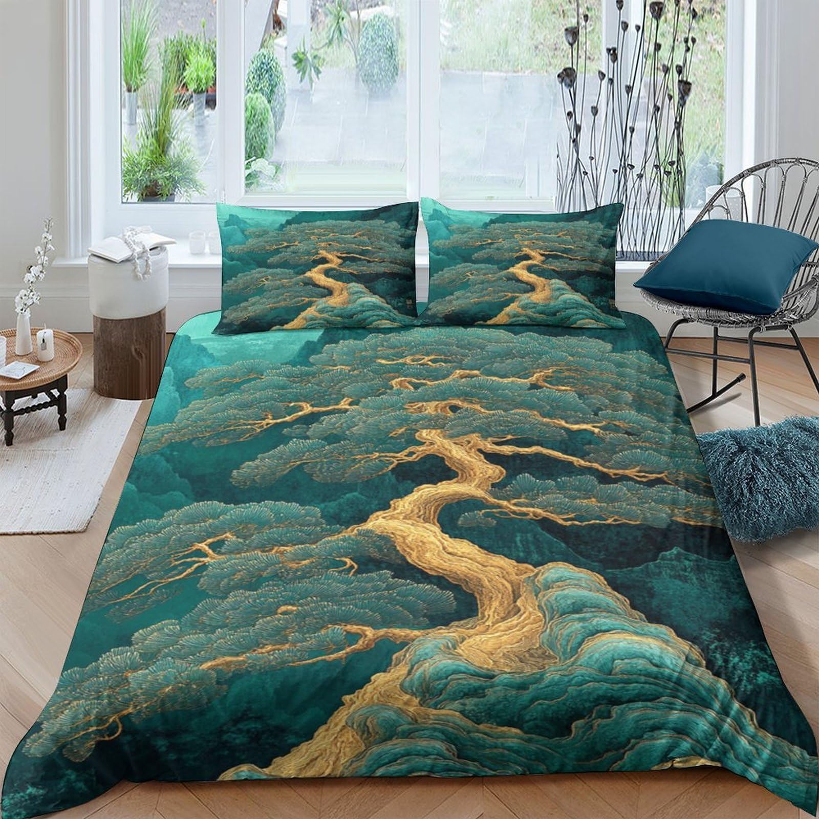 Ctjqhvkz Style-2 3D Printed Emerald Marble Fitted Sheet Microfiber Soft Gold Vein Bed Cover For Bedroom Guest Room Mattress Decor Single（135X200cm）