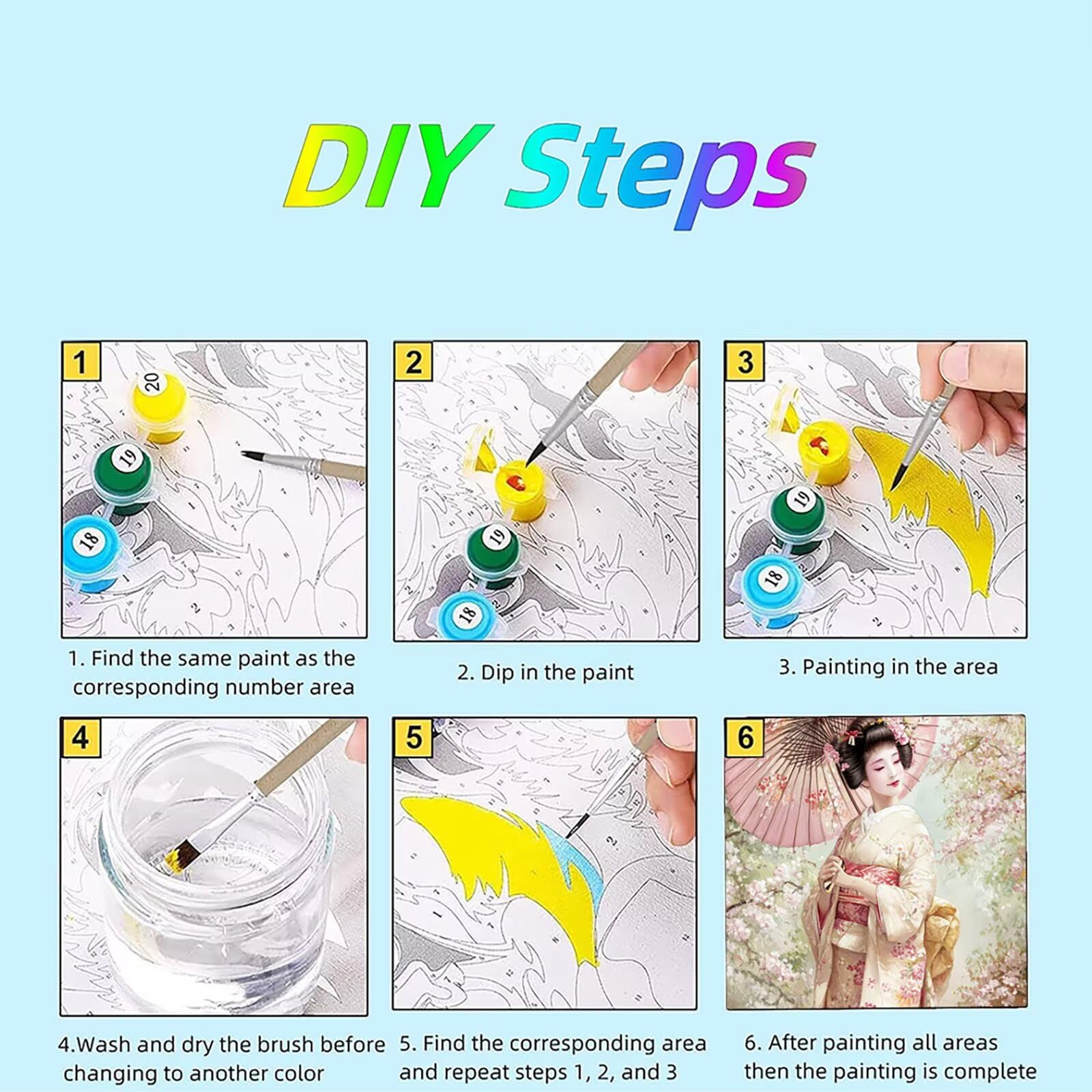 DIY Malowanie po numerach, dla dorosłych, gejsza, płótno do malowania olejnego, parasol, sztuka, malowanie według numerów, dla dorosłych, zestawy z akrylowymi pędzlami pigmentowymi, do dekoracji ścian