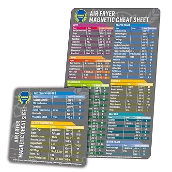 HiWEiX Air Fryer Magnetic Cheat Sheet Set Air Fryer Accessories Cooking Times Chart Air fryer Time Sheet